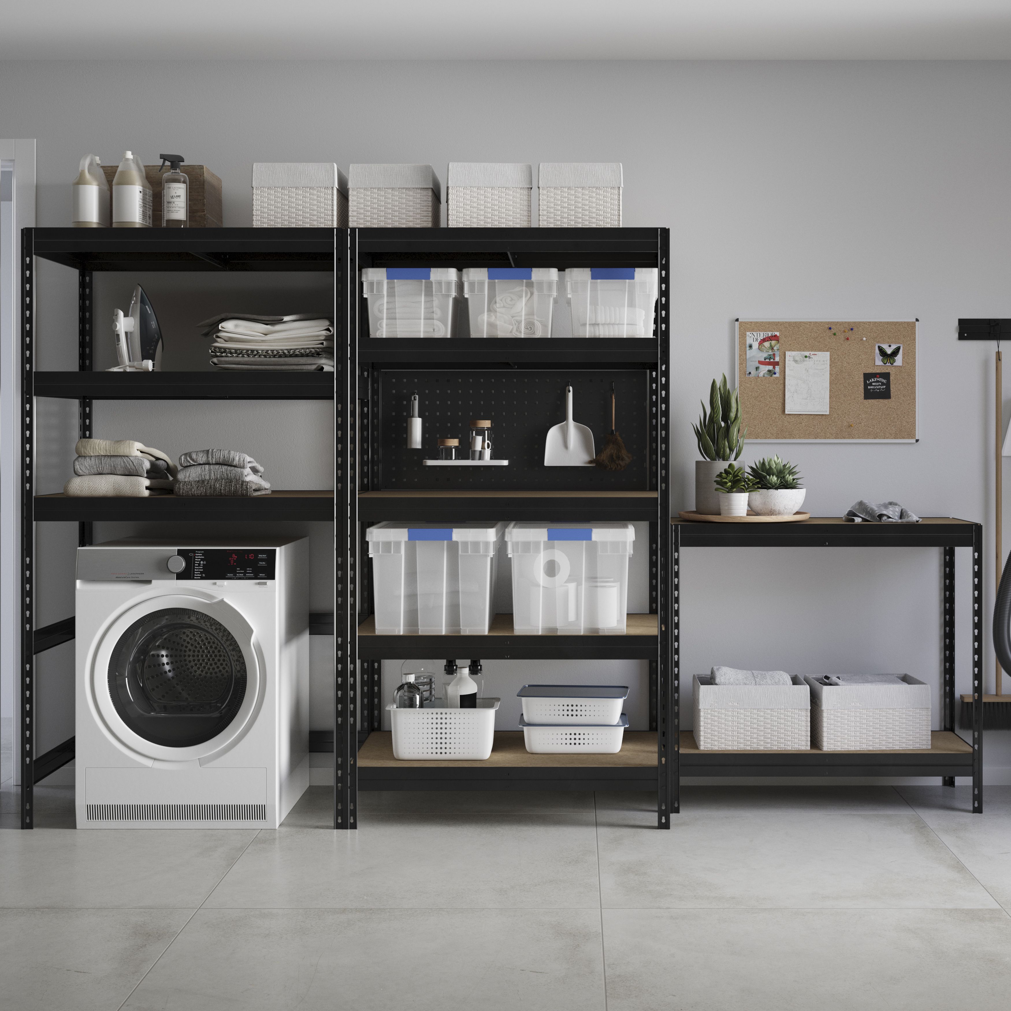 GoodHome Rand 2 shelf HDF & steel Shelving unit (H)900mm (W)970mm (D)400mm