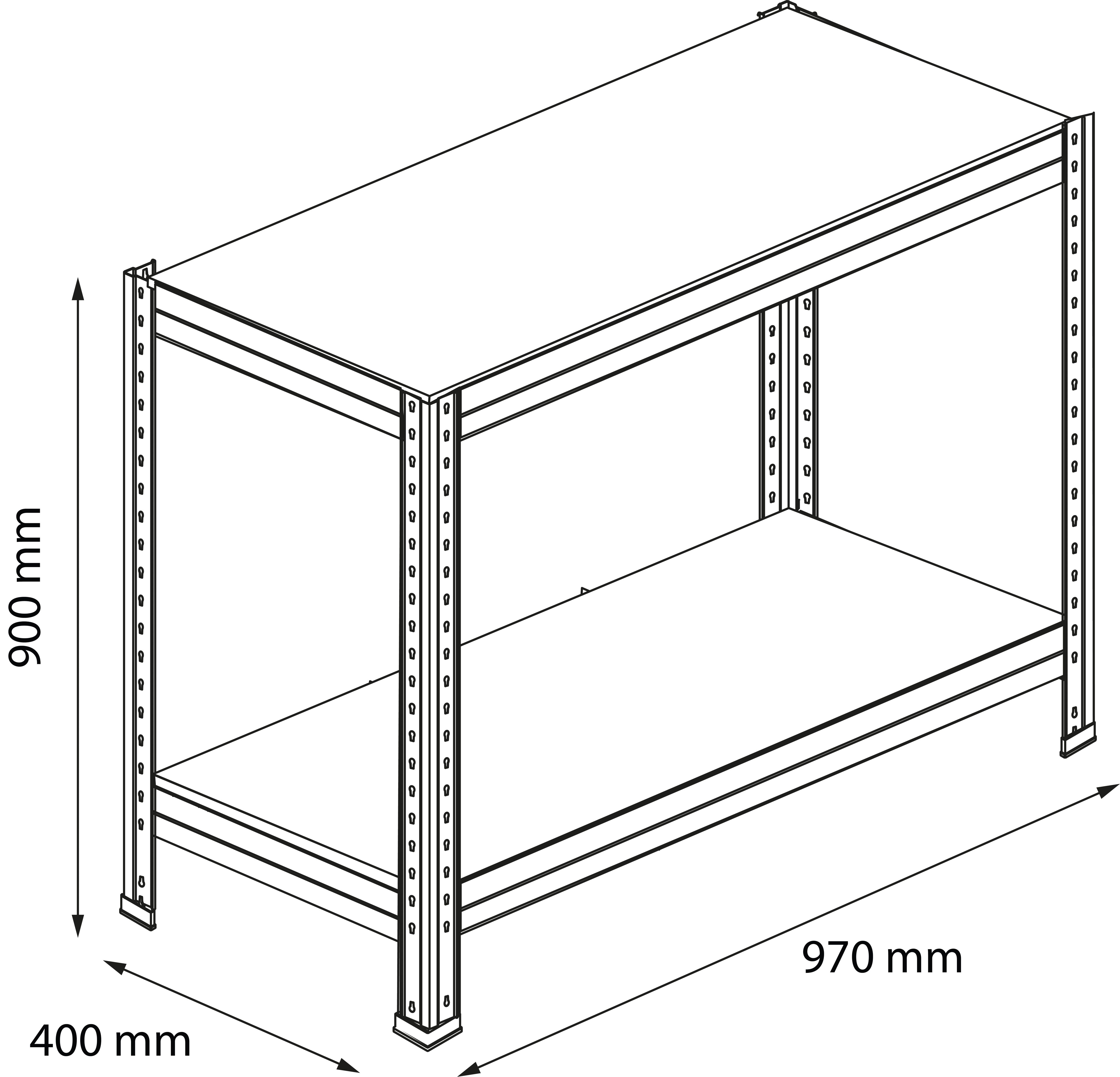 GoodHome Rand 2 shelf HDF & steel Shelving unit (H)900mm (W)970mm (D)400mm