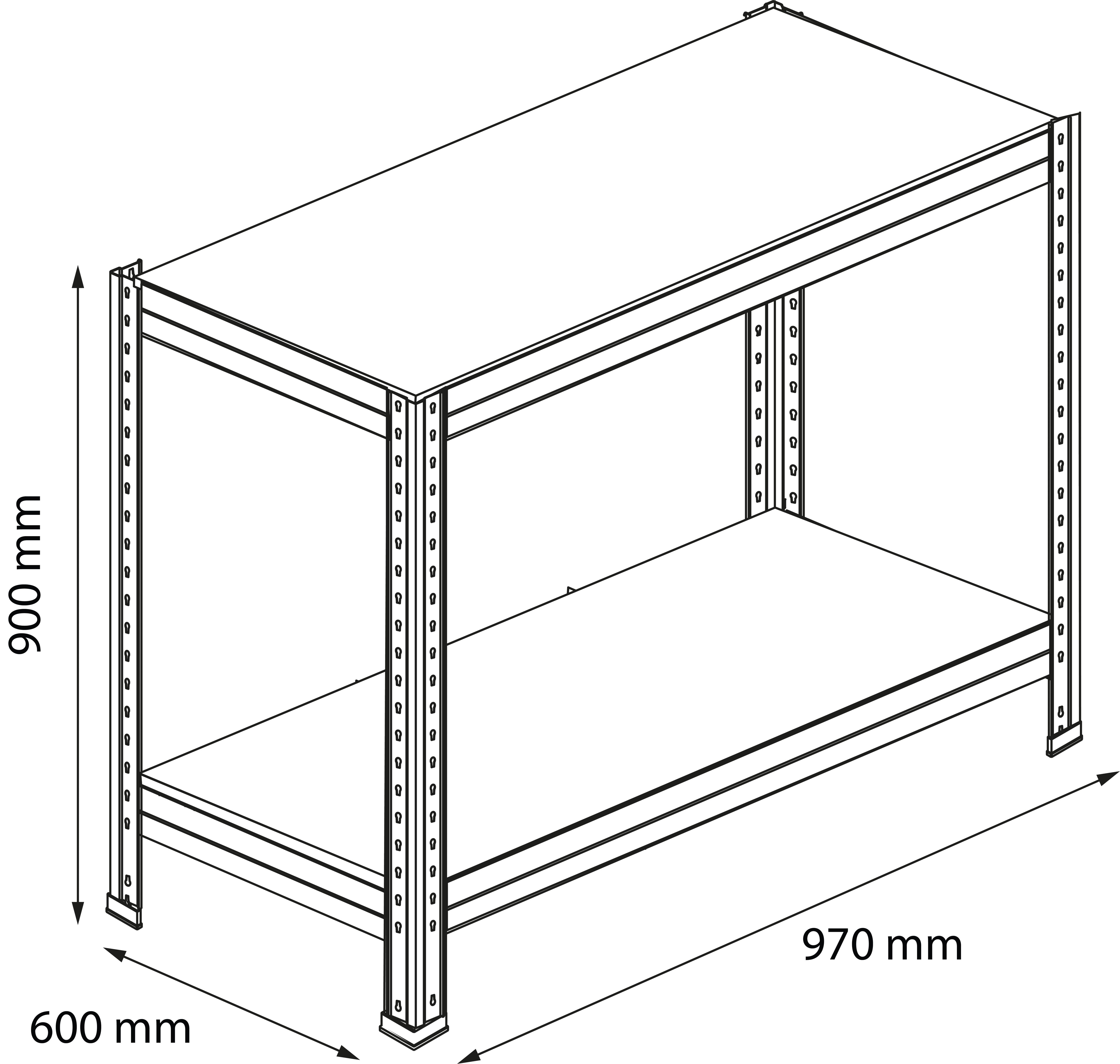 GoodHome Rand 2 shelf HDF & steel Shelving unit (H)900mm (W)970mm (D)600mm