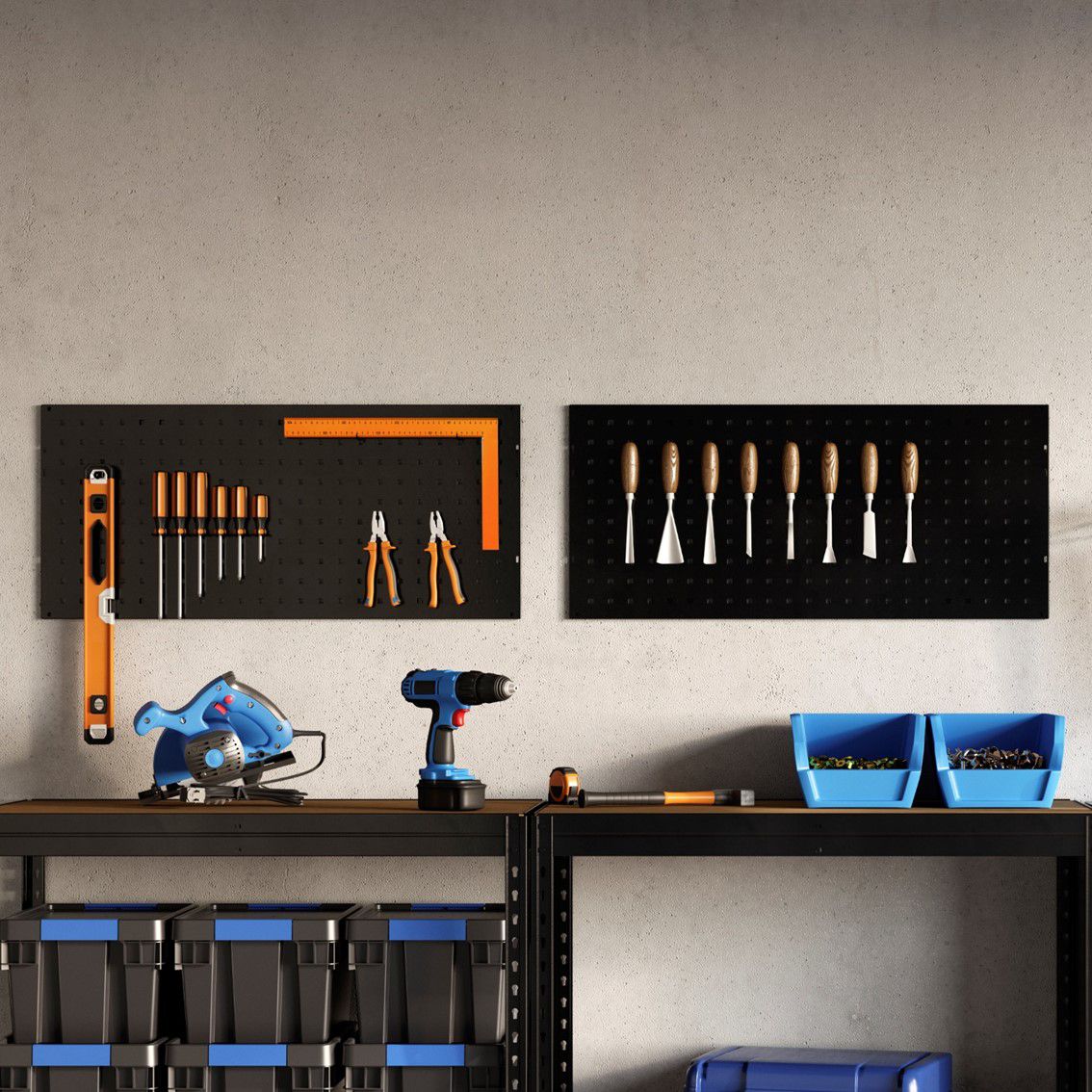 GoodHome Rand 2 shelf HDF & steel Shelving unit (H)900mm (W)970mm (D)600mm