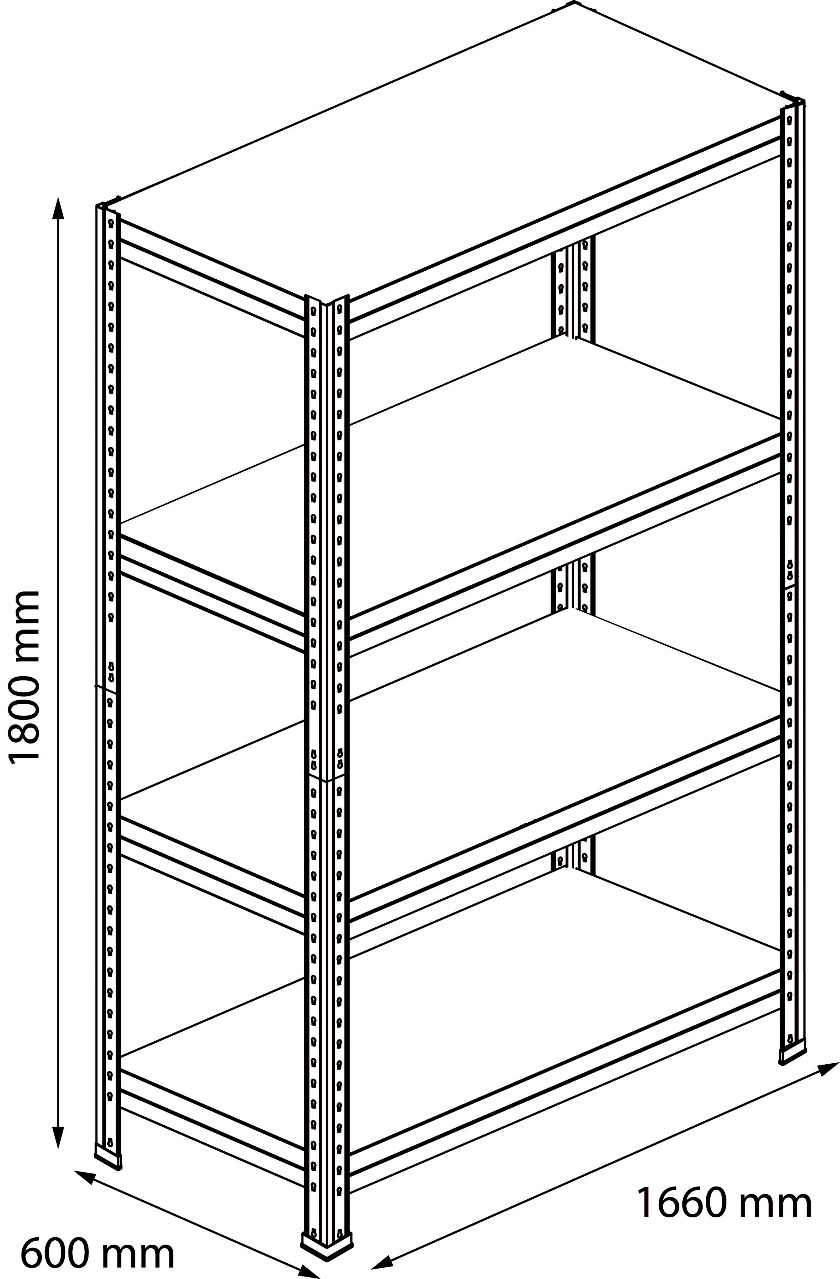 GoodHome Rand 4 shelf HDF & steel Shelving unit (H)1800mm (W)1656mm (D)600mm