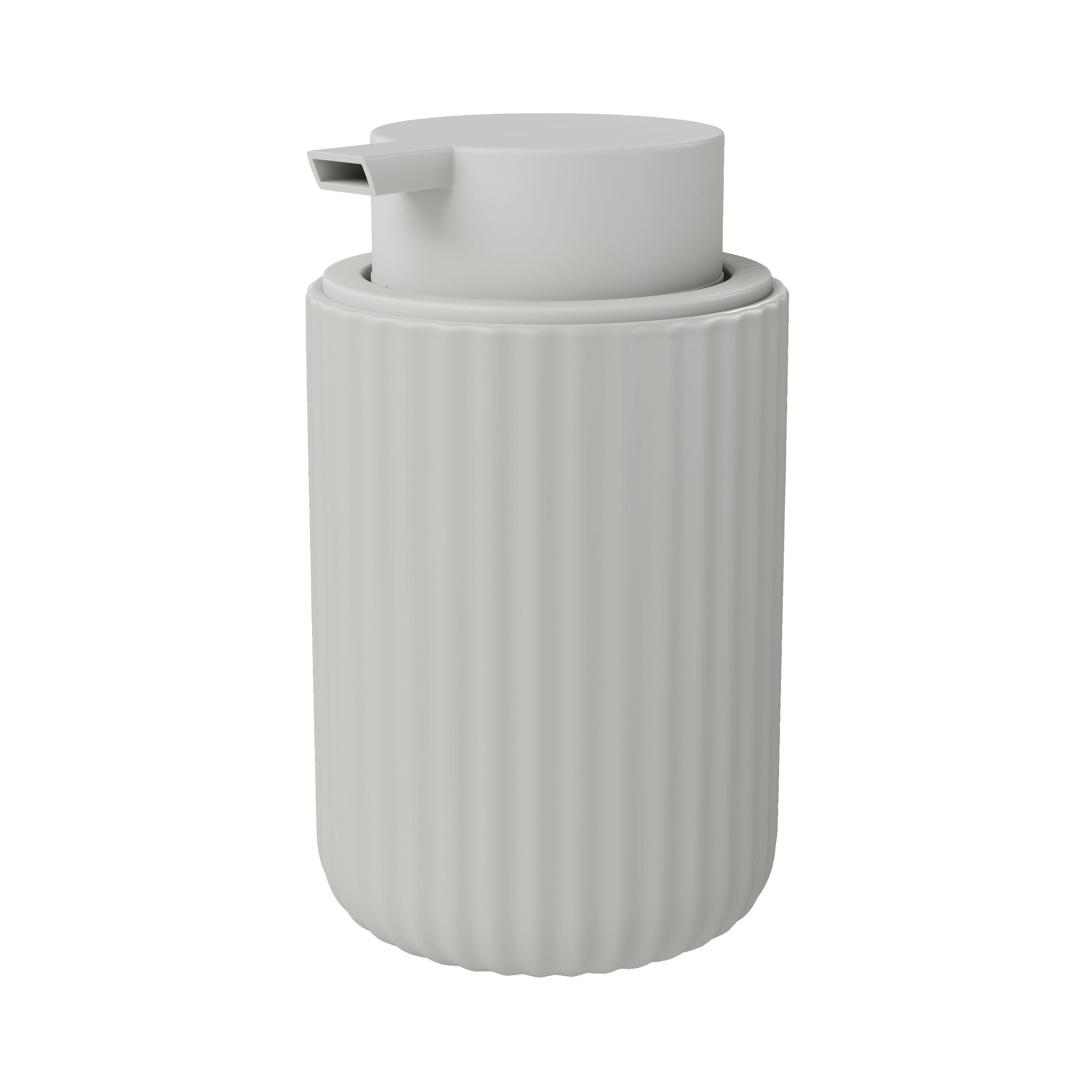 GoodHome Rawa Matt Grey Ribbed effect Ceramic Freestanding Soap dispenser