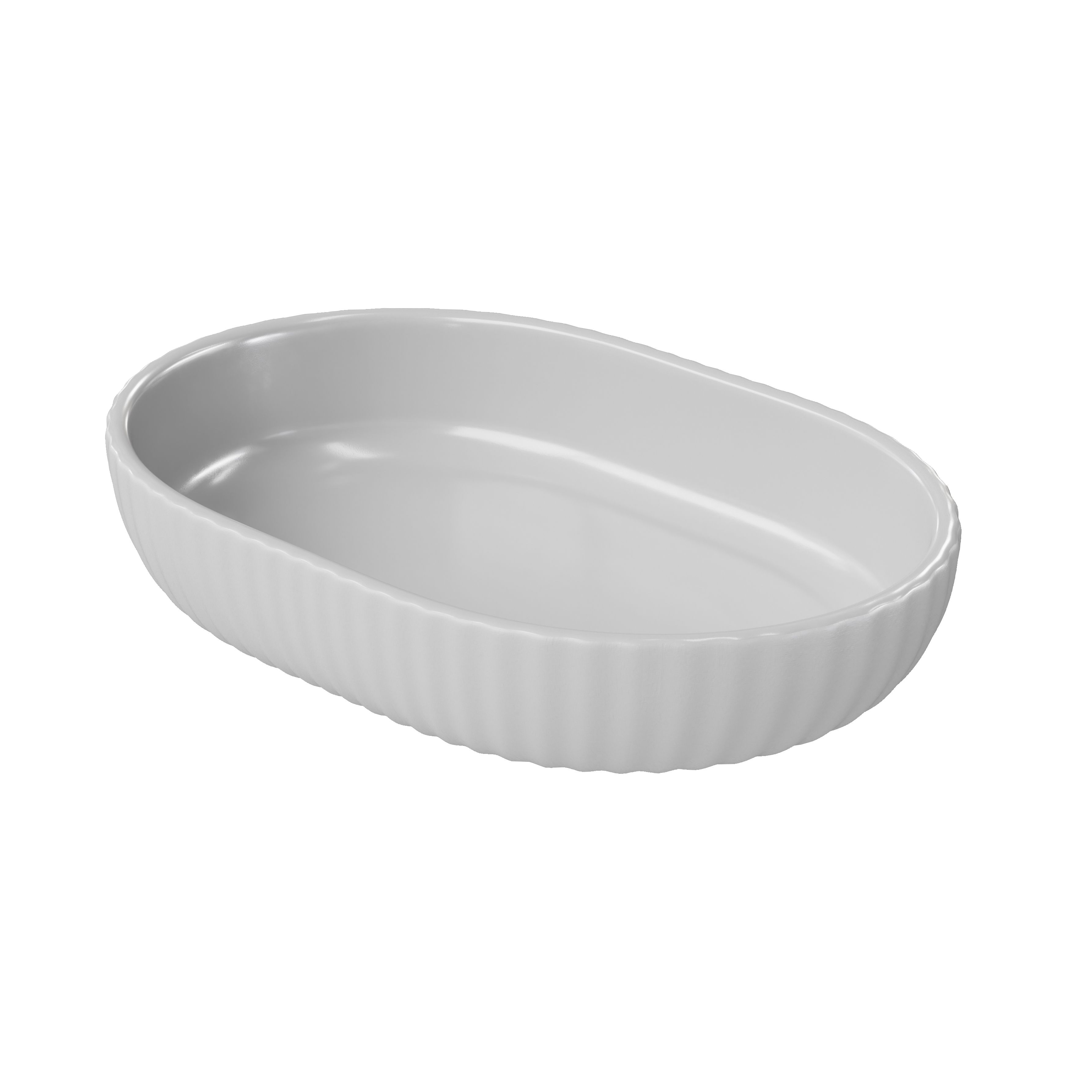 GoodHome Rawa Matt Grey Ribbed effect Ceramic Soap dish