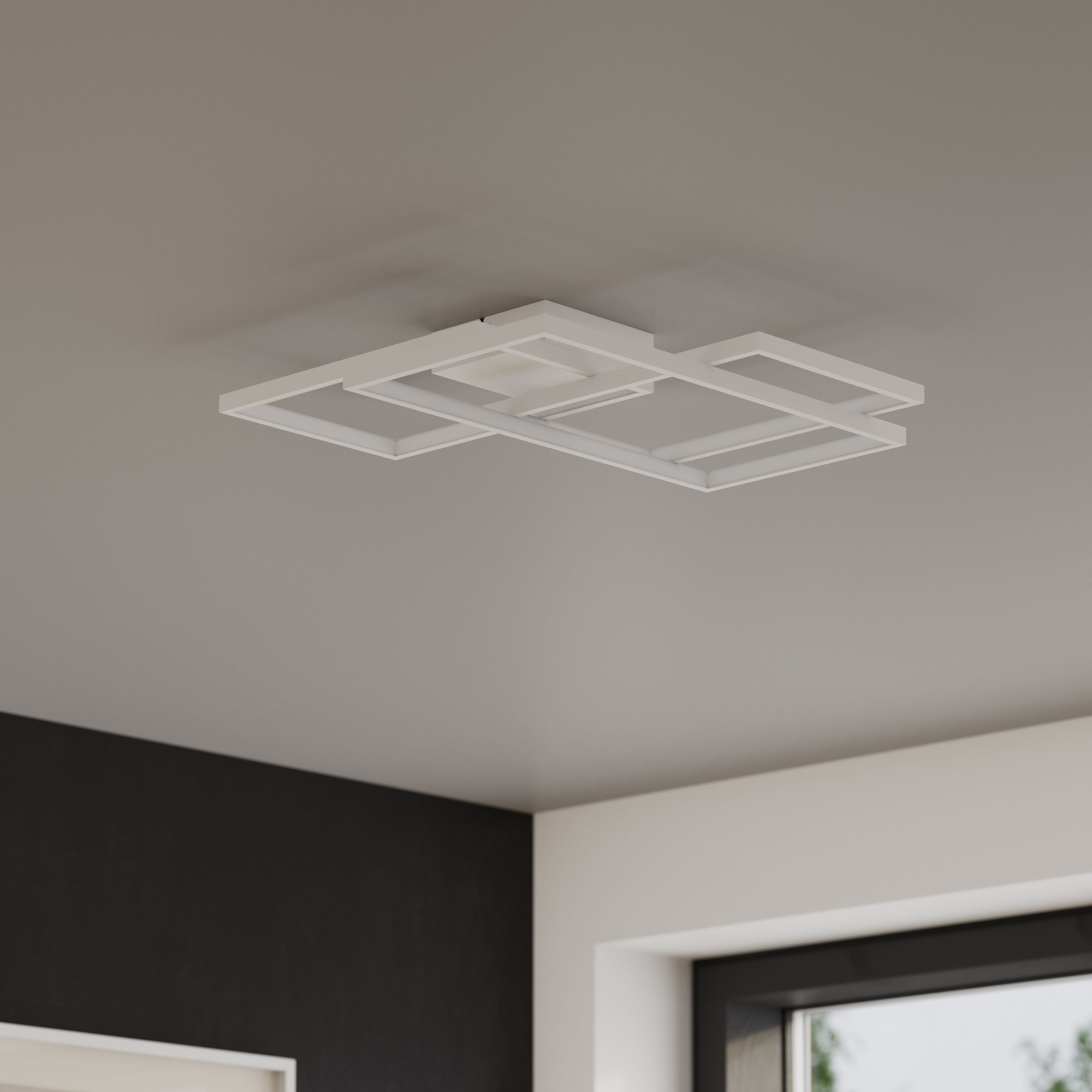 GoodHome Rectangle Matt Metal & plastic White LED Ceiling light