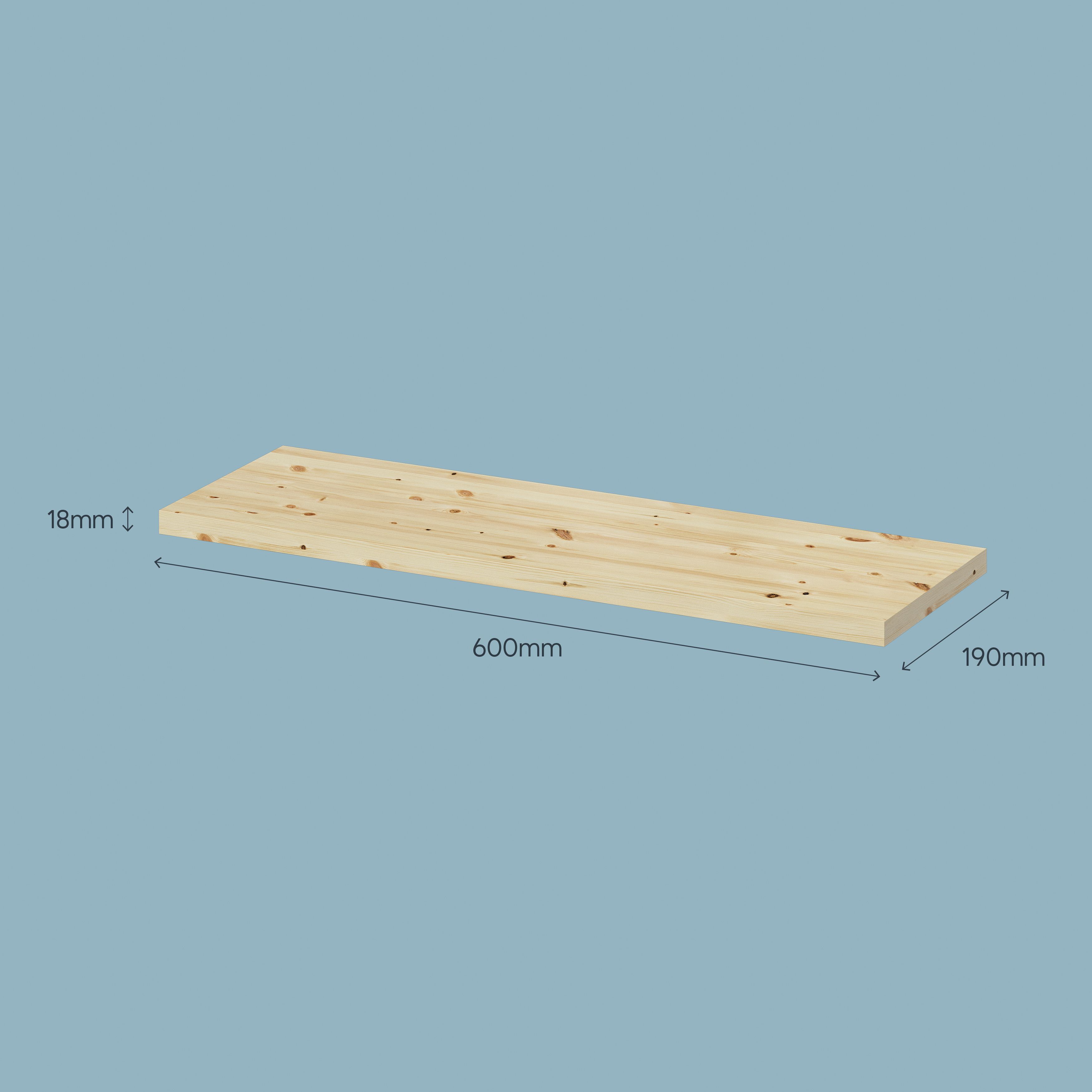 GoodHome Rectangular Floating shelf (L)60cm x (D)19cm