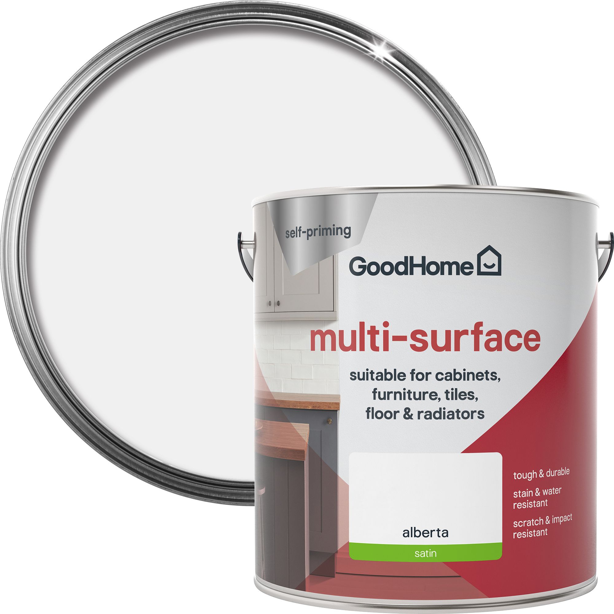 GoodHome Renovation Alberta Satinwood Multi-surface paint, 2L