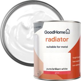 GoodHome Renovation Pure Brilliant White Gloss Radiator & appliance paint, 750ml
