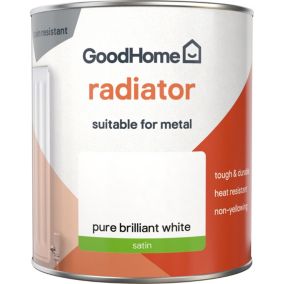 GoodHome Renovation Pure Brilliant White Satinwood Radiator & appliance paint, 750ml