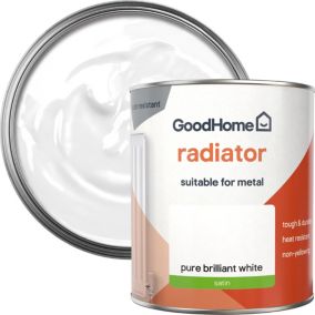 GoodHome Renovation Pure Brilliant White Satinwood Radiator & appliance paint, 750ml
