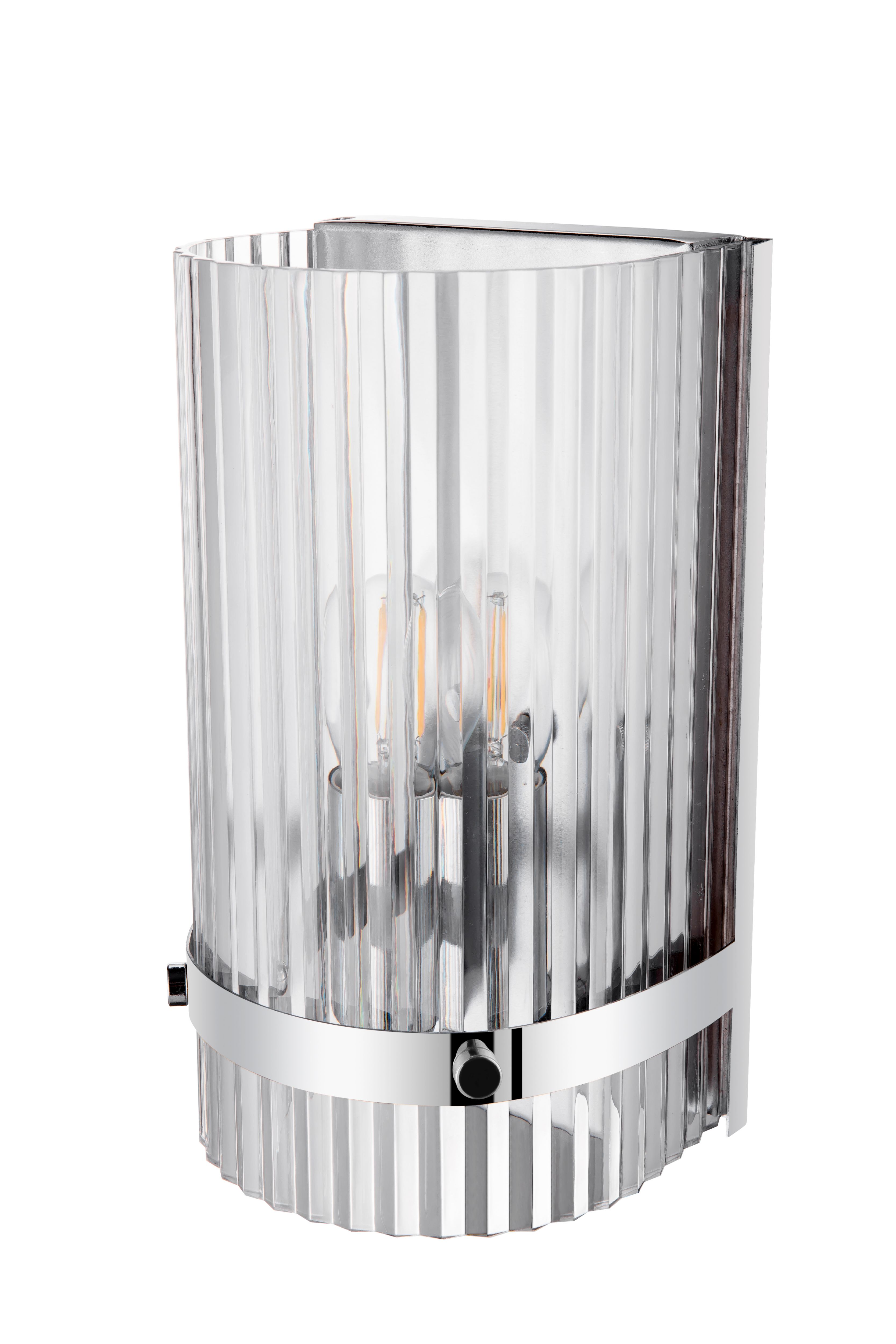 GoodHome Rhyolit Ribbed Chrome effect Wall light