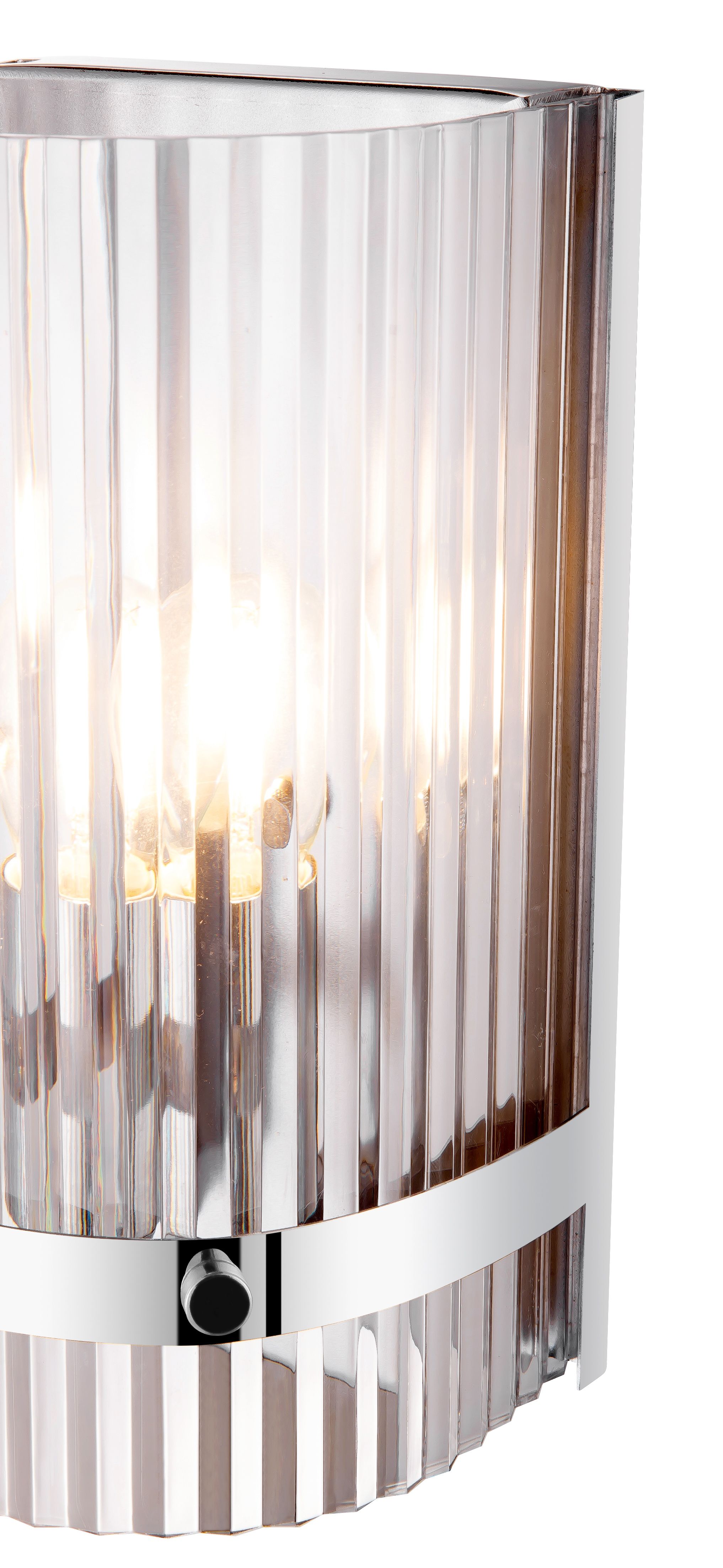 GoodHome Rhyolit Ribbed Chrome effect Wall light