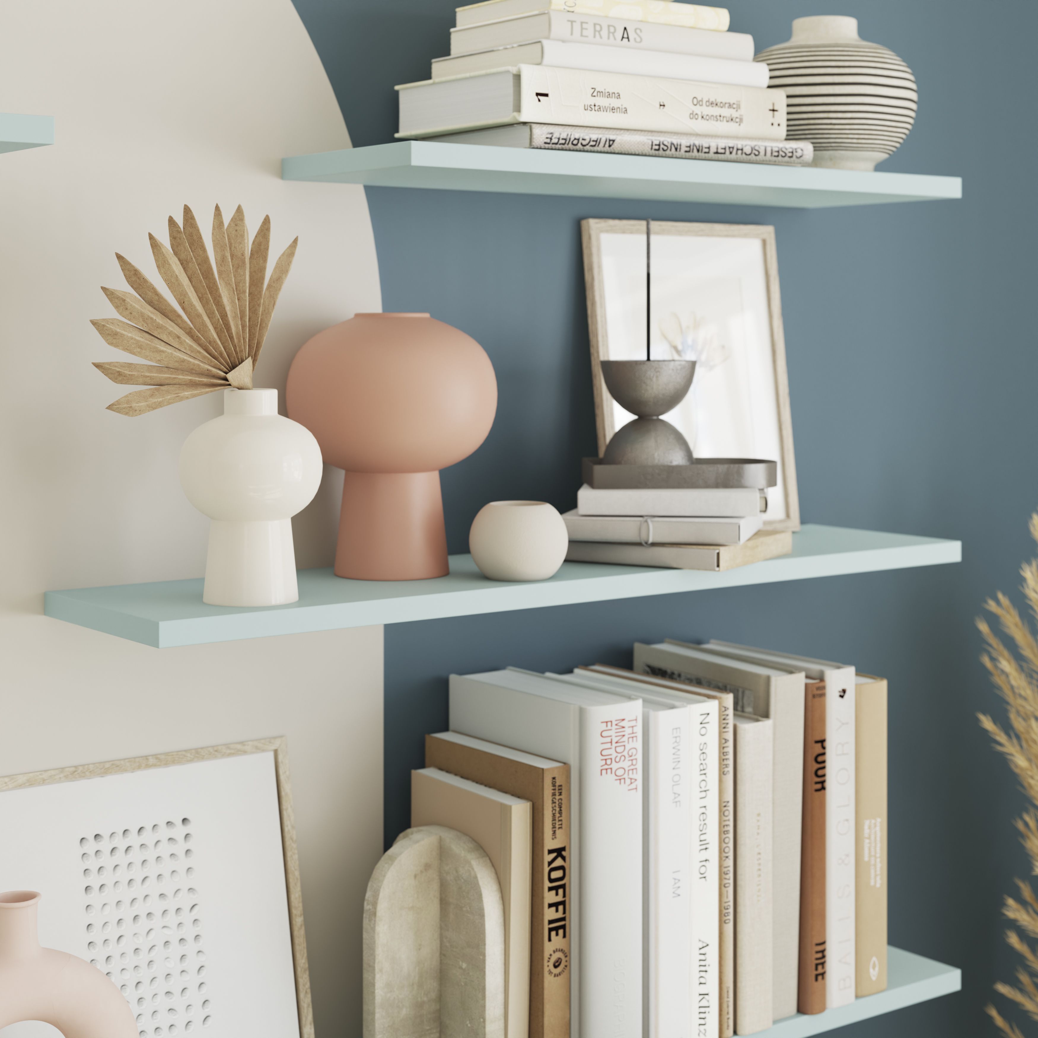GoodHome Rigga Modular Blue Timber Rectangular Floating shelf (L)80cm x (D)19cm