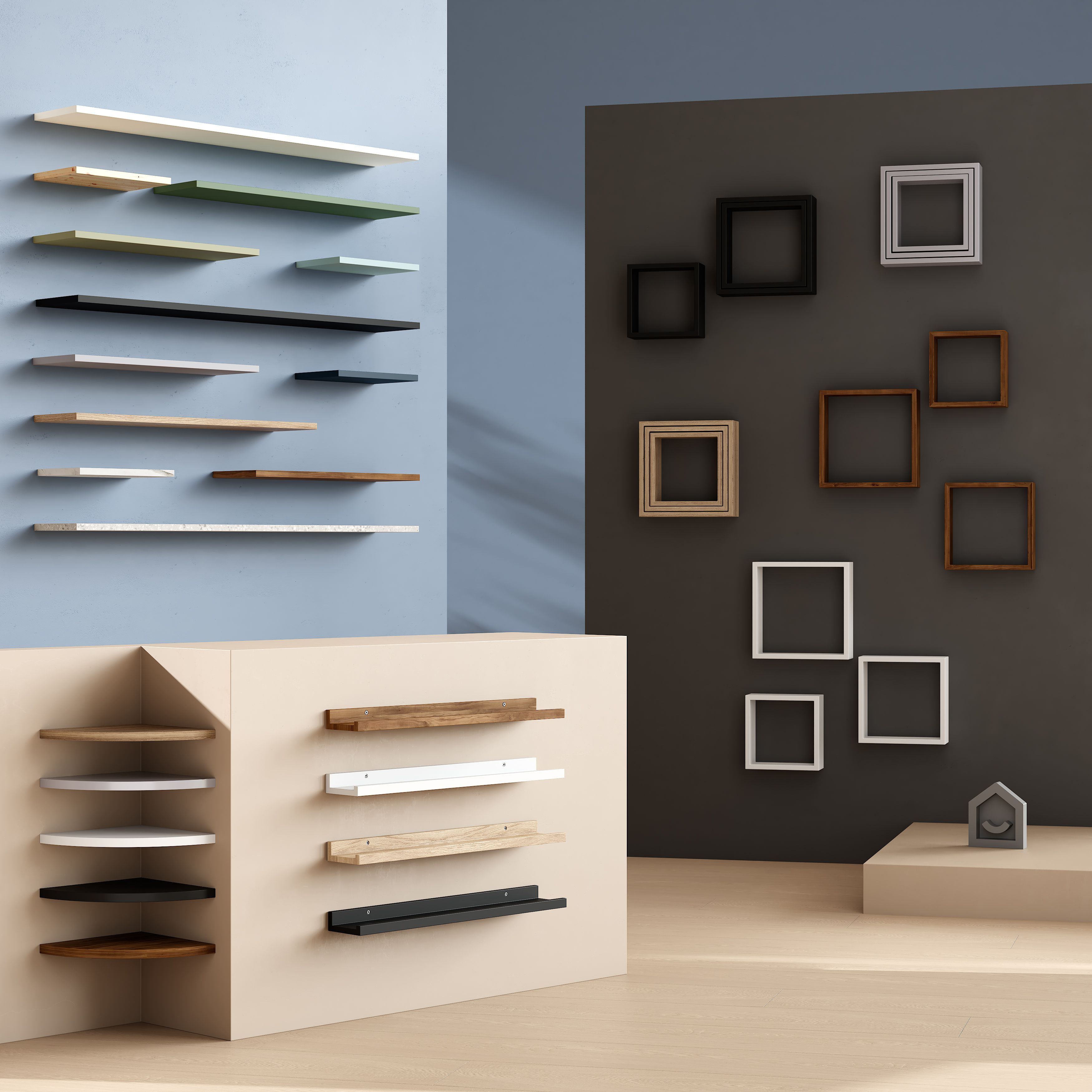 GoodHome Rigga Modular Terrazzo grey oak effect Rectangular Floating shelf (L)118cm x (D)19cm