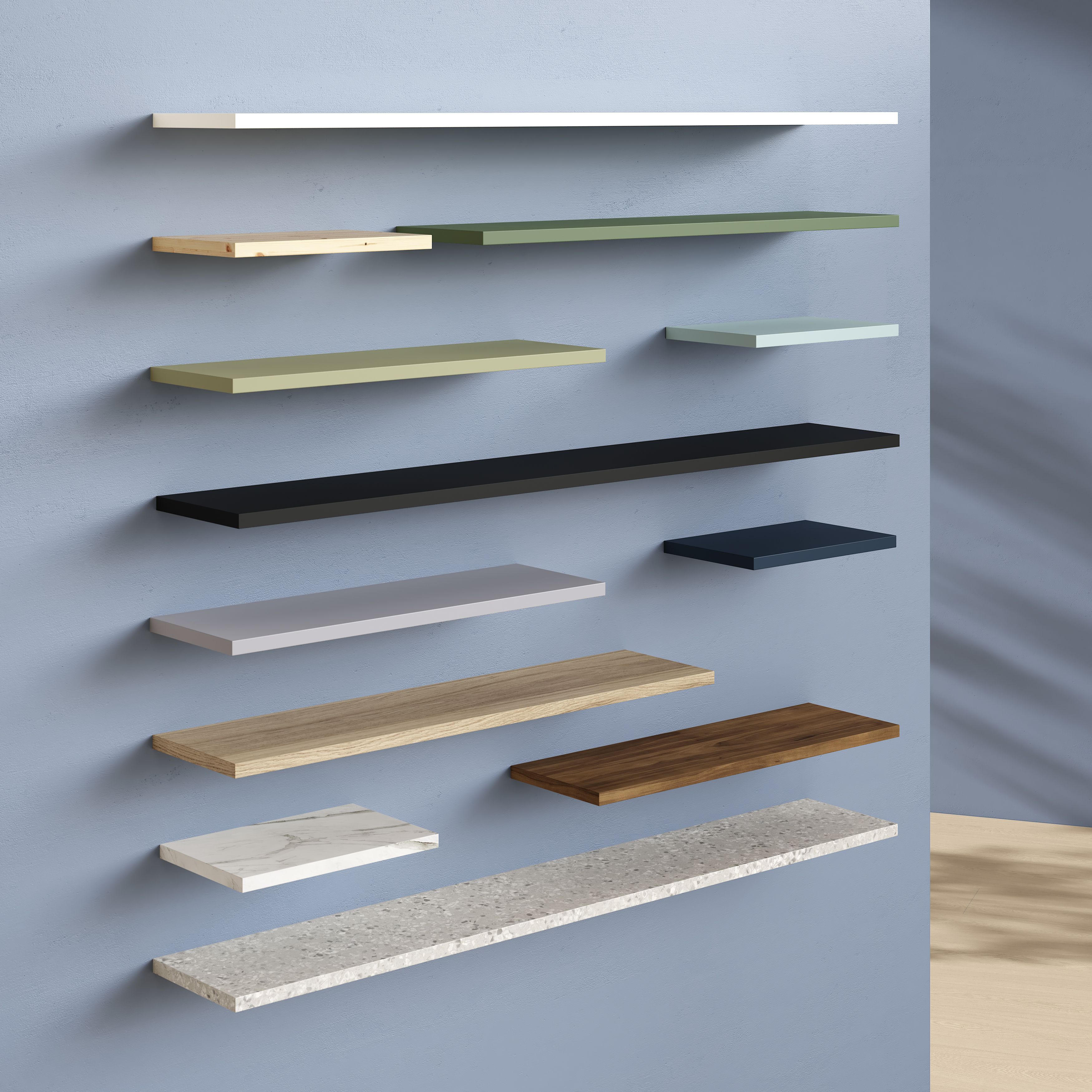 GoodHome Rigga Modular Terrazzo grey oak effect Rectangular Floating shelf (L)118cm x (D)19cm