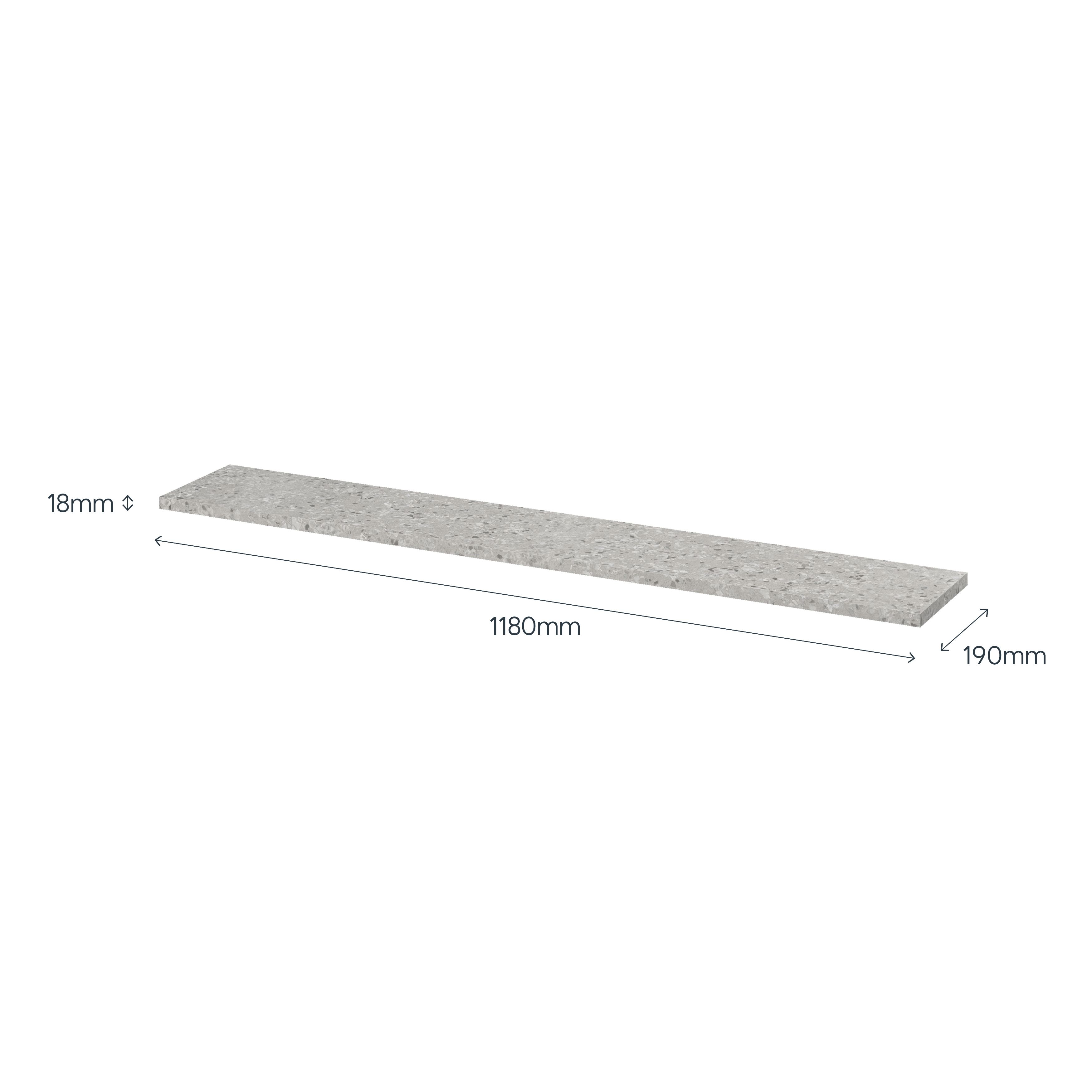GoodHome Rigga Modular Terrazzo grey oak effect Rectangular Floating shelf (L)118cm x (D)19cm
