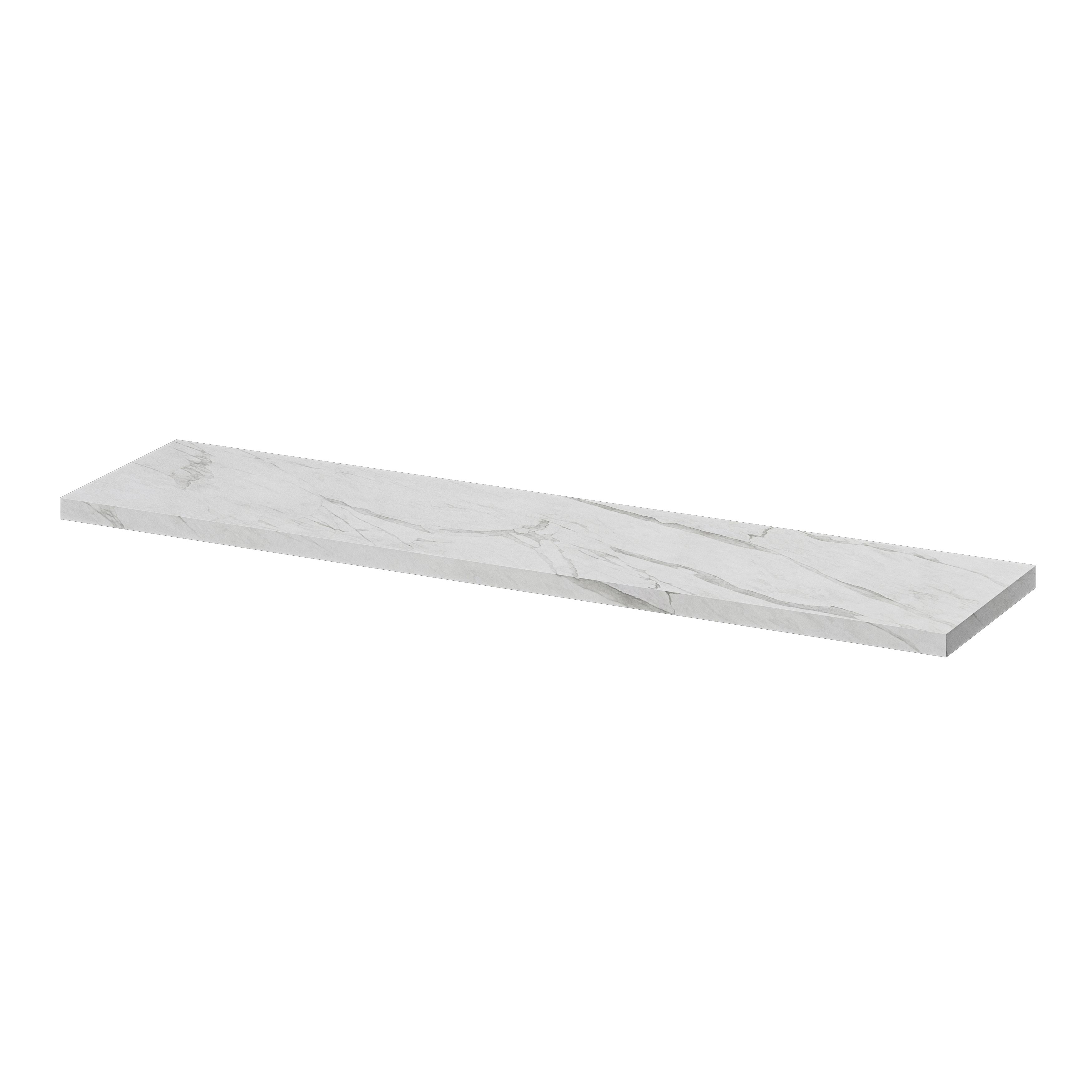 GoodHome Rigga Modular White marble effect Rectangular Floating shelf (L)80cm x (D)19cm