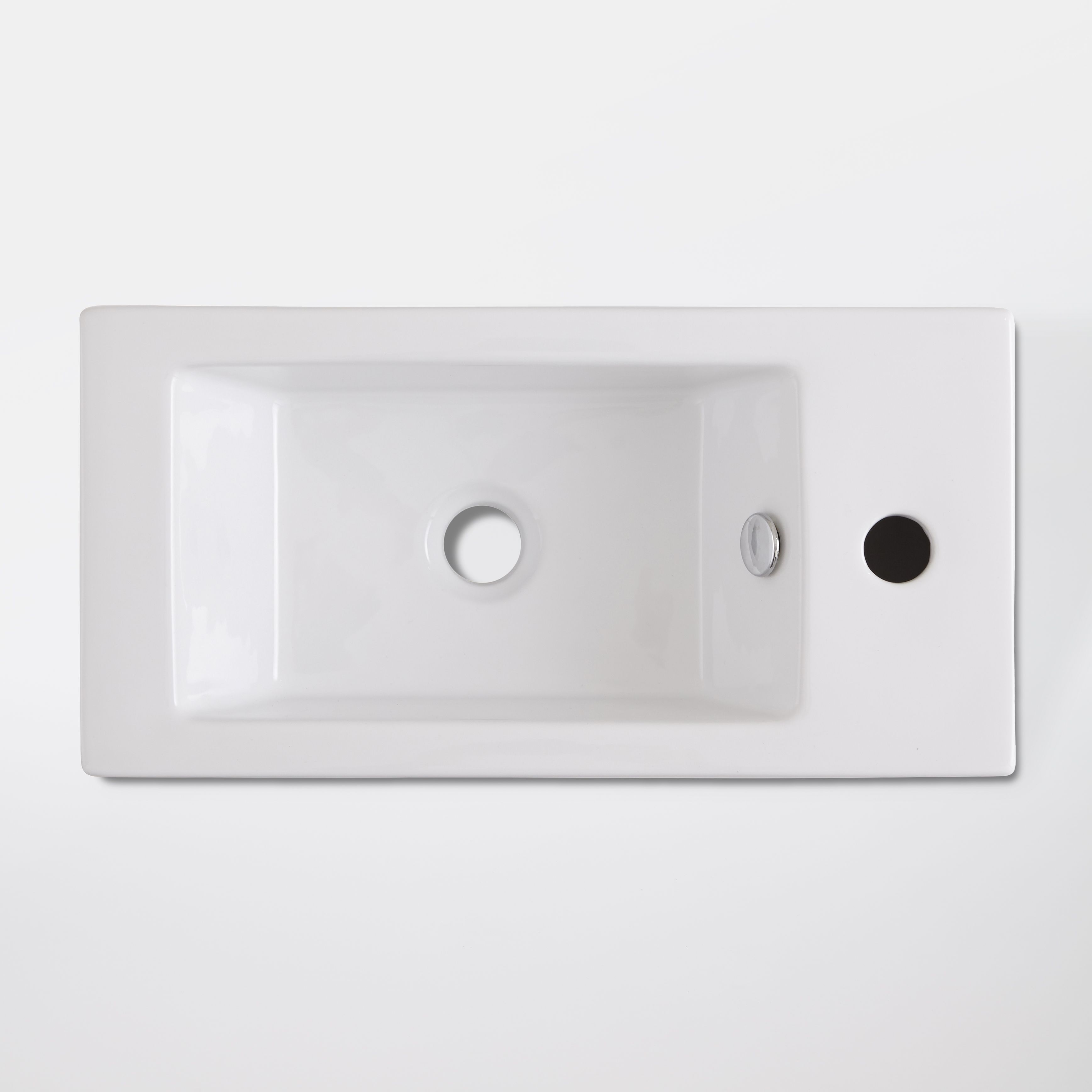 GoodHome Rioni Gloss White Rectangular Wall-mounted Cloakroom Basin (W)50cm