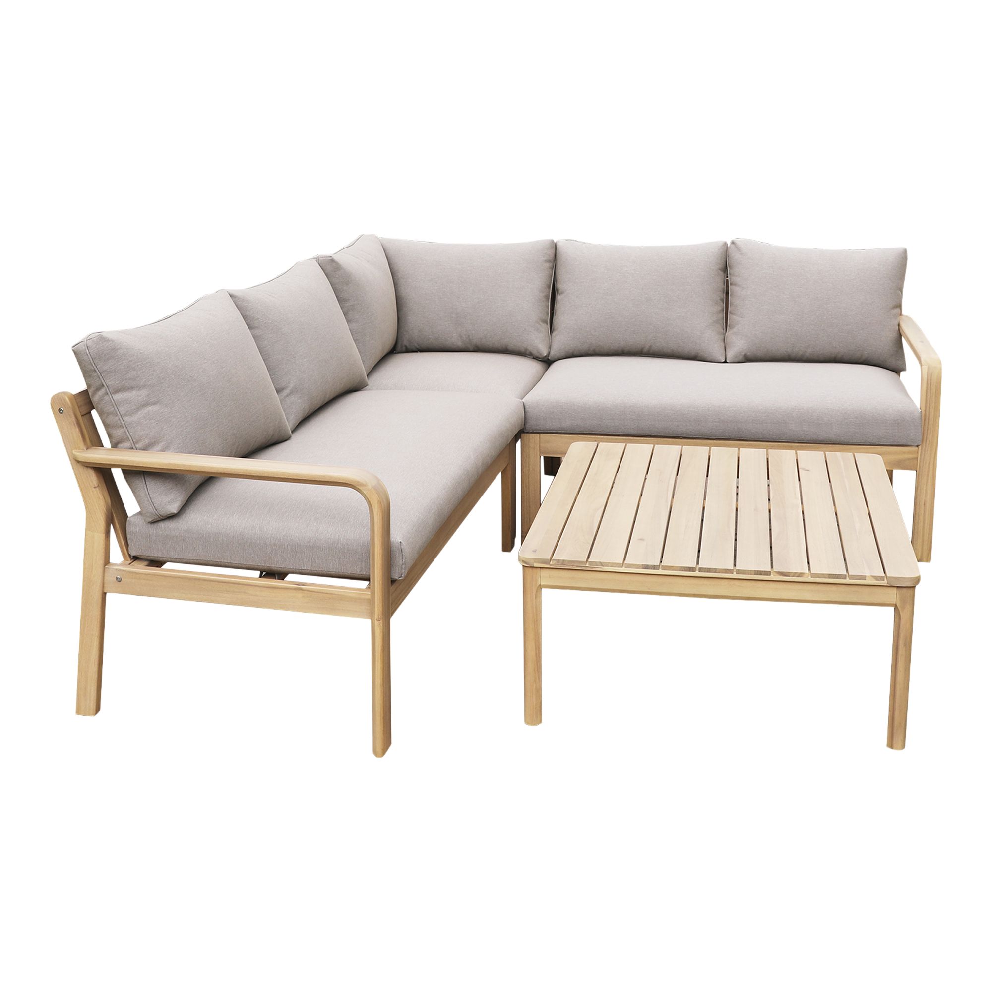GoodHome Riveo Natural 5 Seater Modular corner Garden furniture set