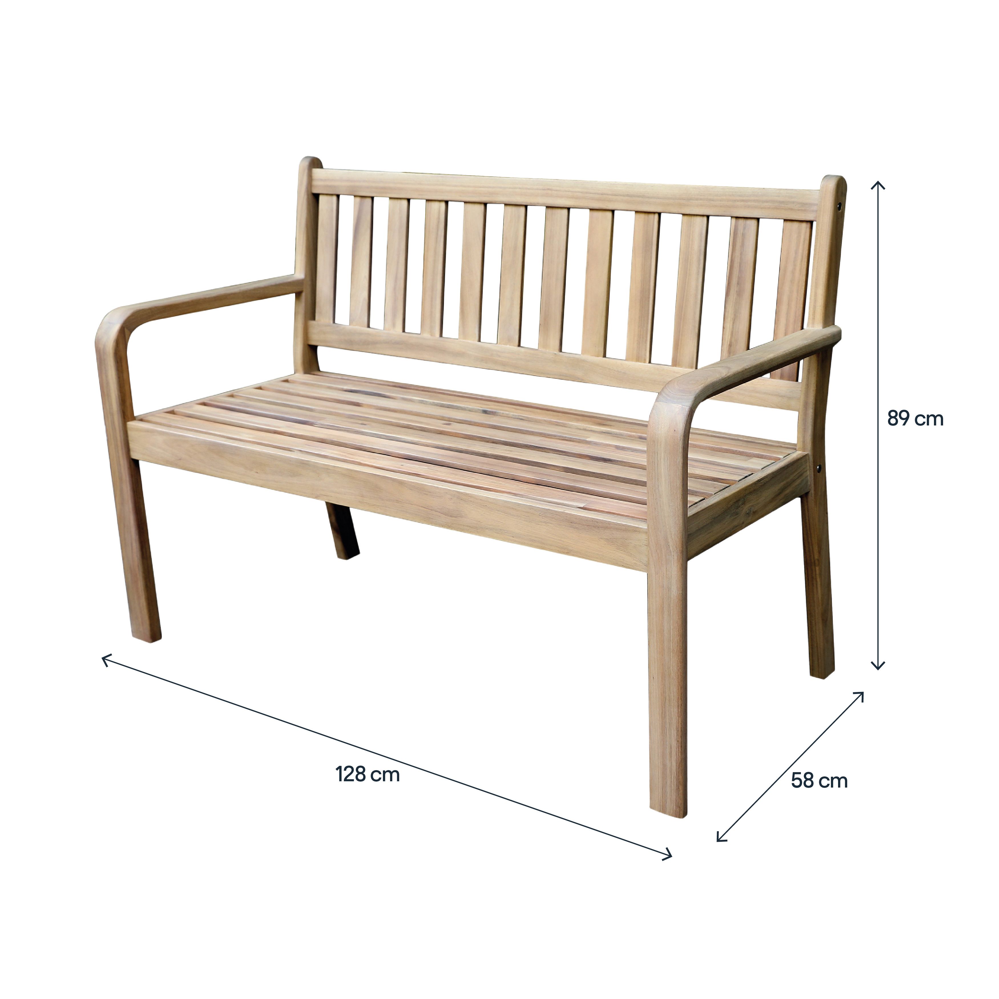 GoodHome Riveo Natural Wooden Bench (W)128cm (H)89cm