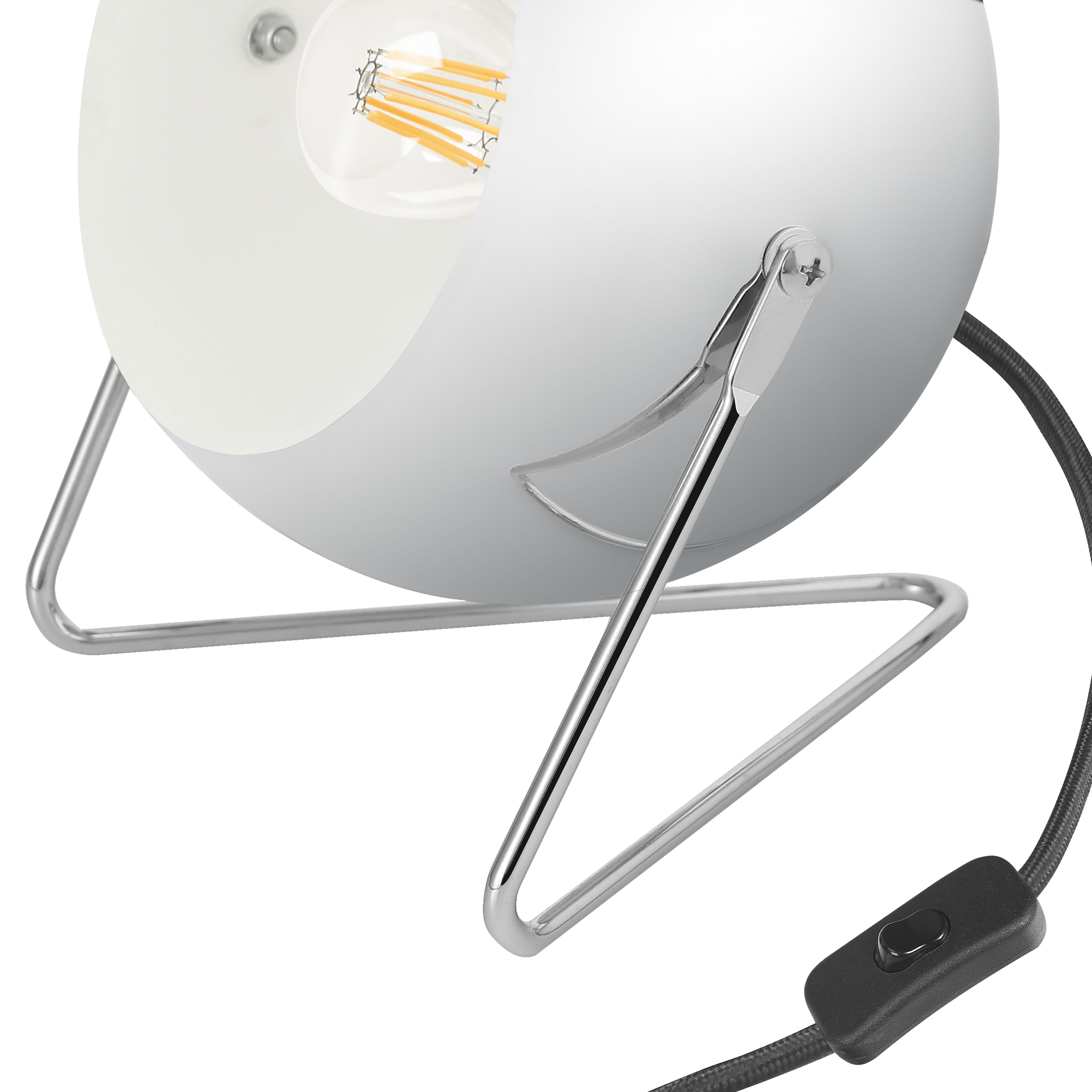 GoodHome Roccheta Chrome effect Round Table lamp