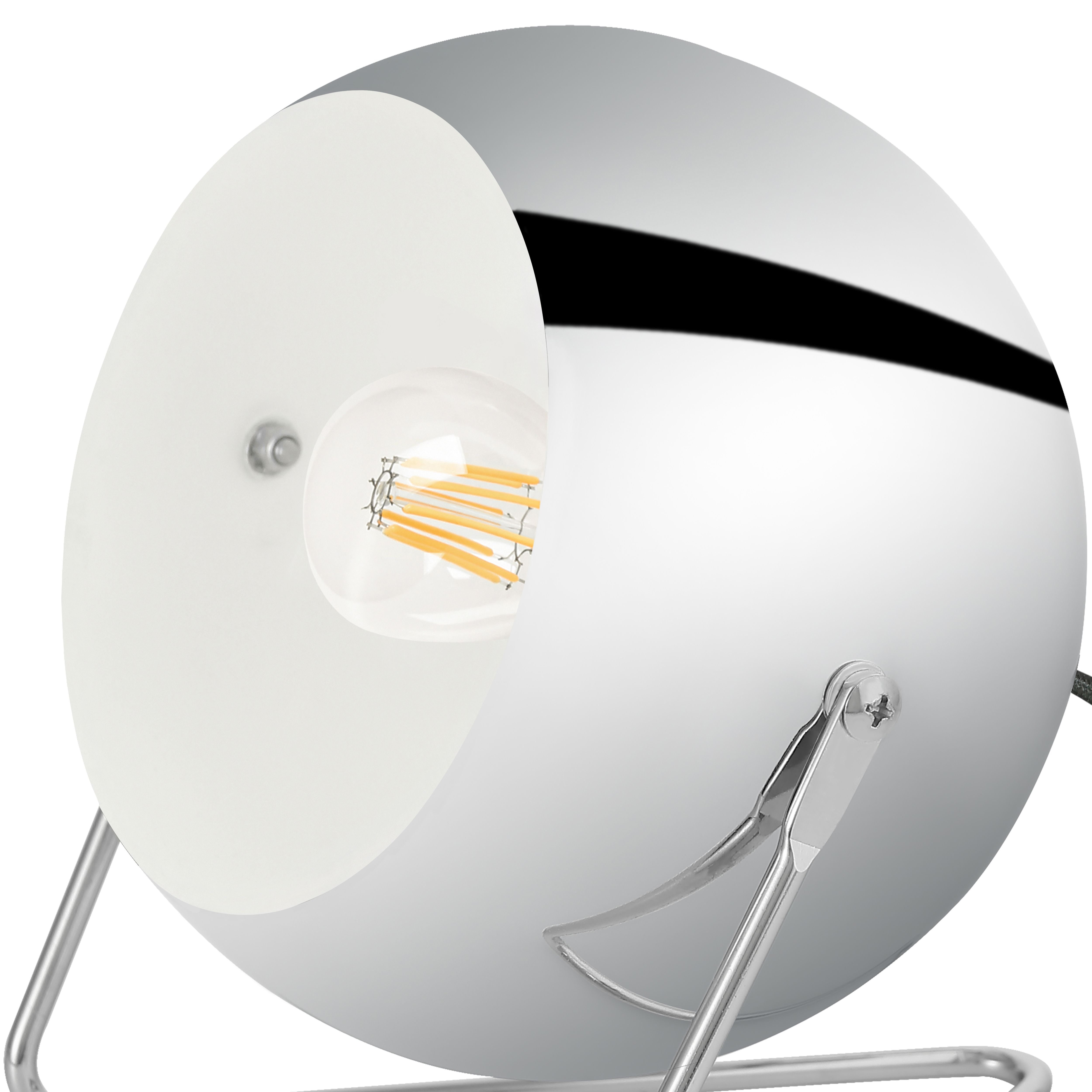 GoodHome Roccheta Round Mirrored Chrome effect Table lamp