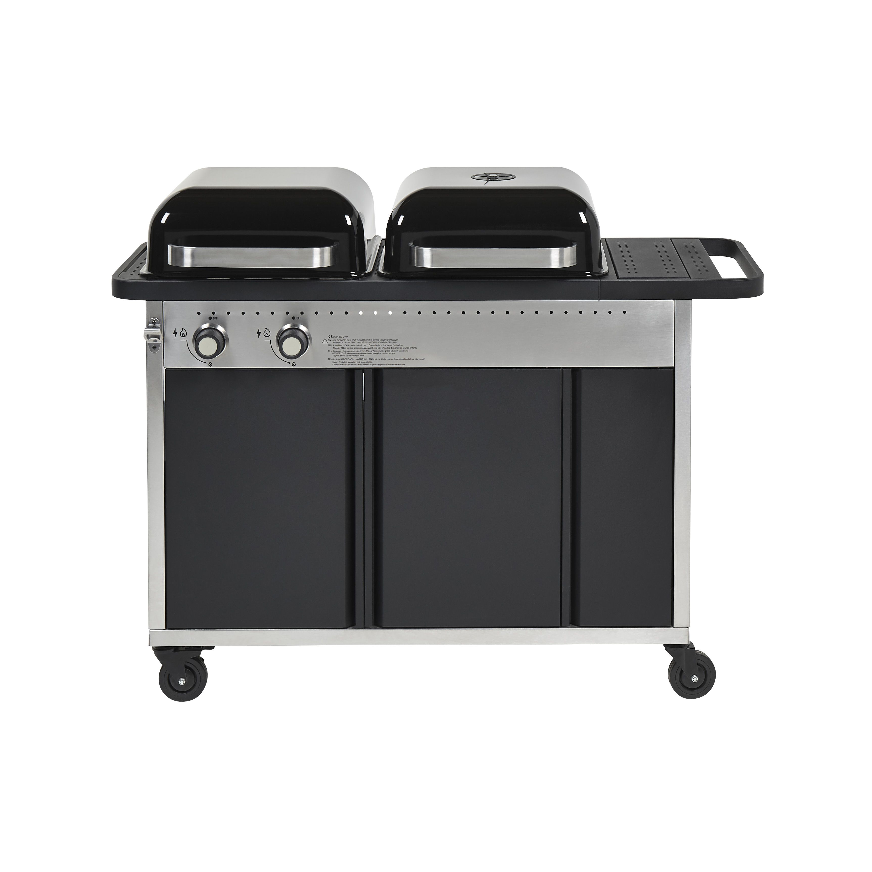 GoodHome Rockwell Black Charcoal & gas Hybrid barbecue Tradepoint