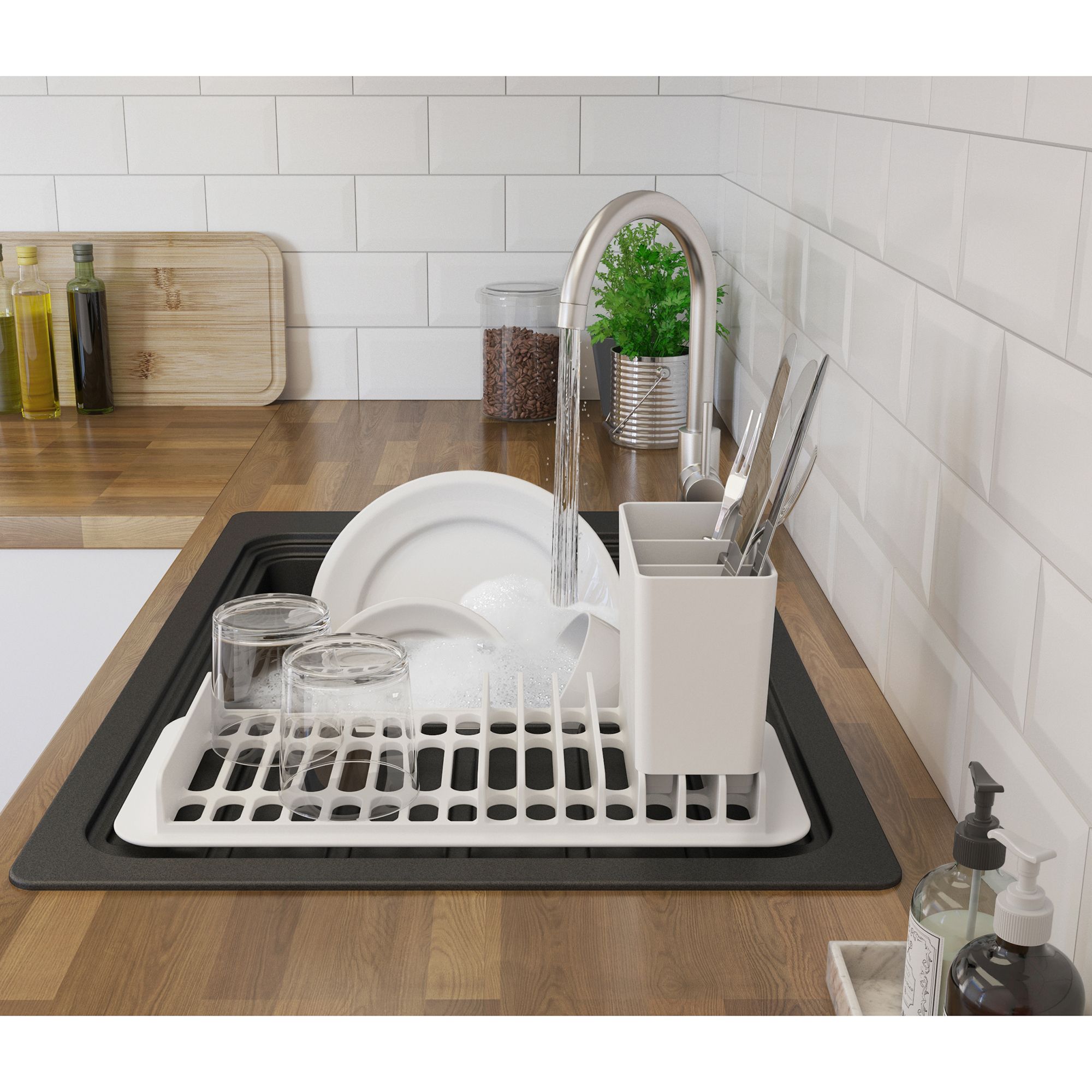 GoodHome Romesco Black Composite quartz 1 Bowl Sink & drainer 516mm x 773mm