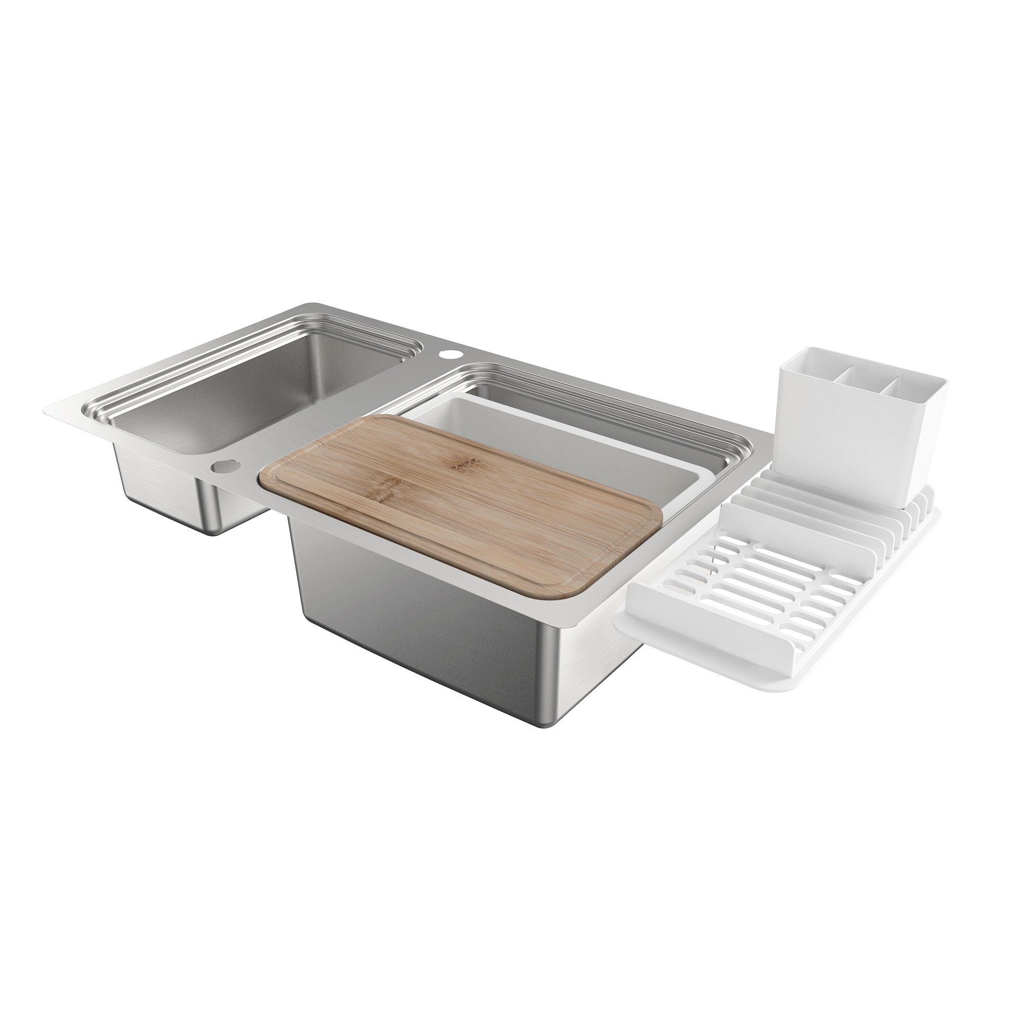 GoodHome Romesco Brushed Stainless steel 1.5 Bowl Kitchen sink set (W)511mm (L)840mm