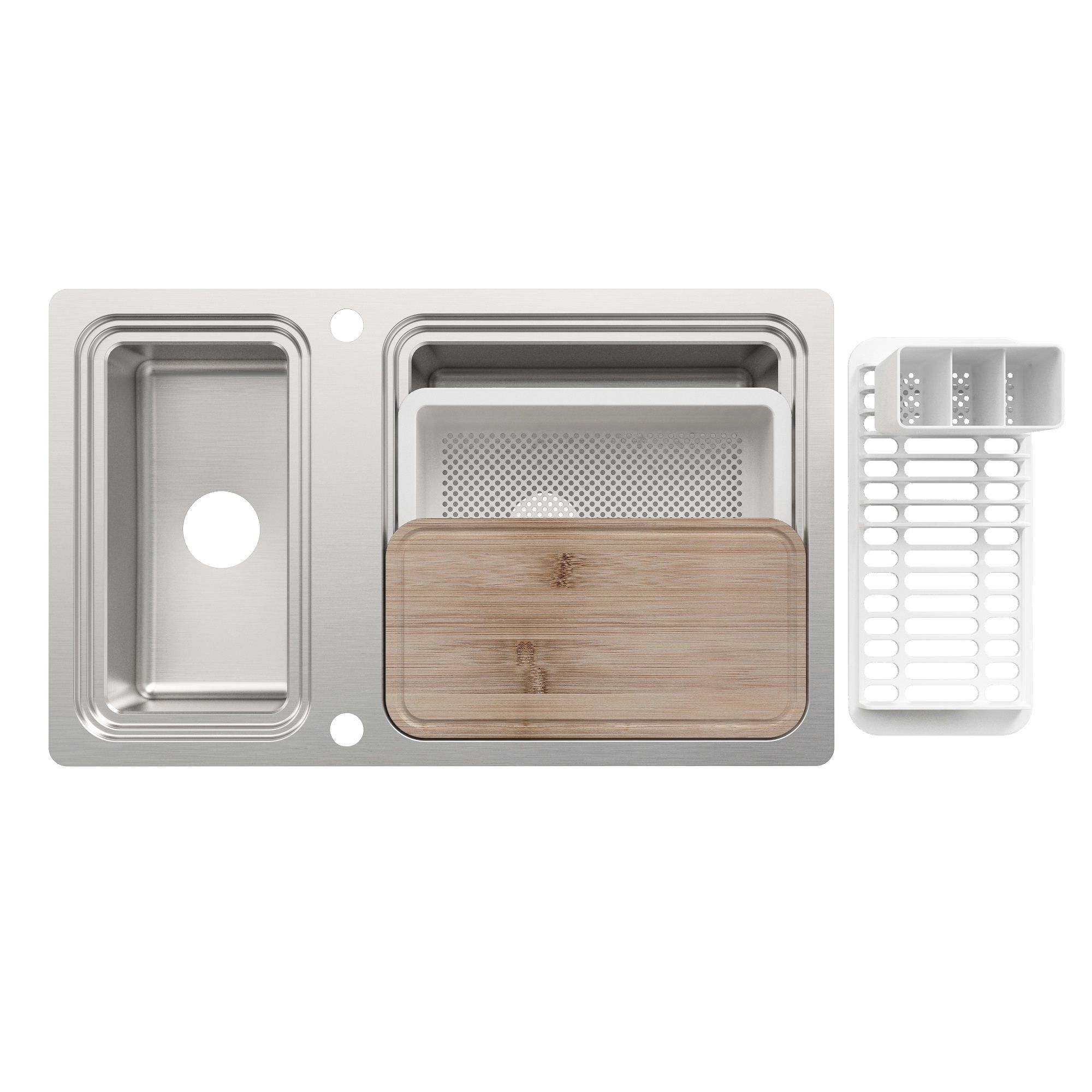 GoodHome Romesco Brushed Stainless steel 1.5 Bowl Kitchen sink set (W)511mm (L)840mm