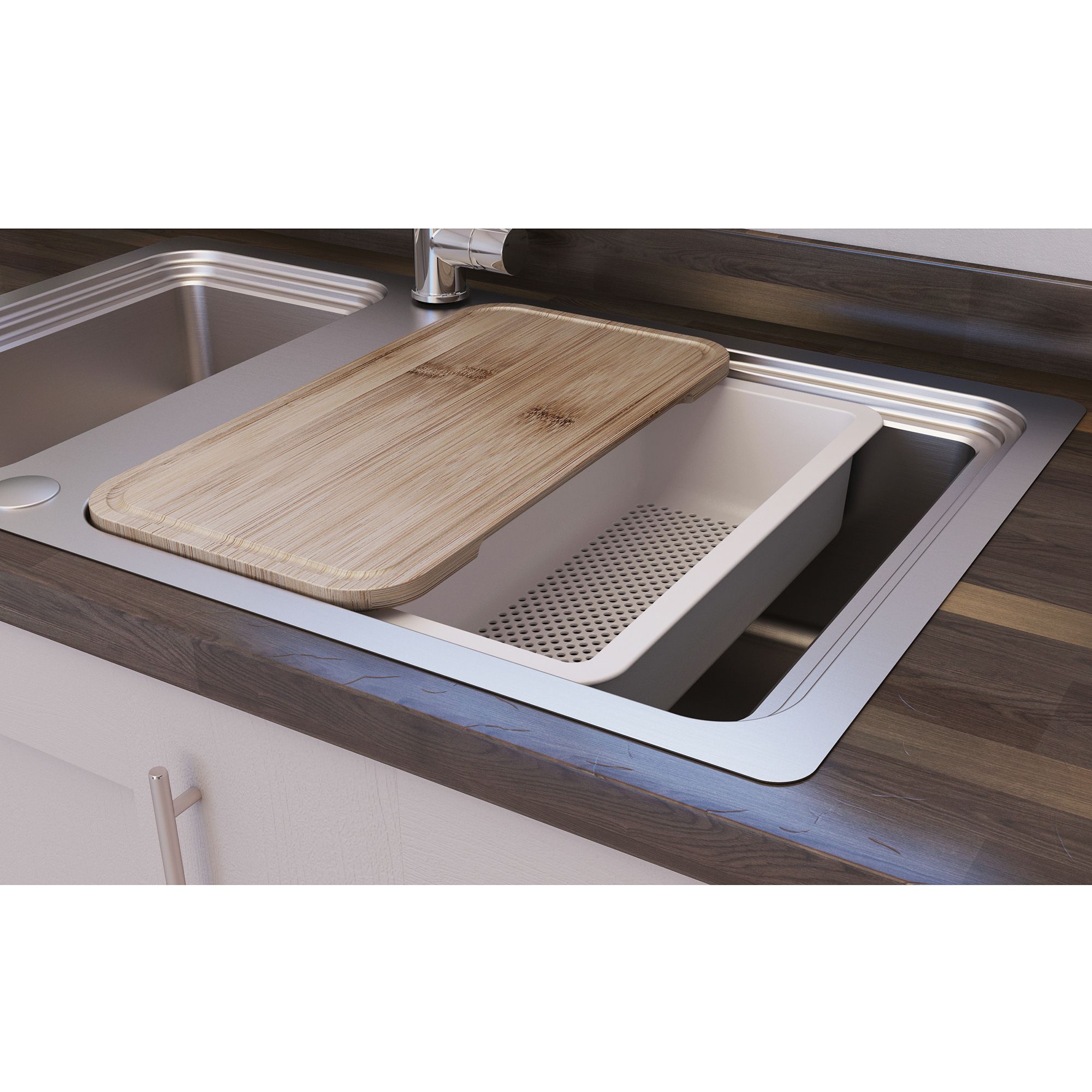 GoodHome Romesco Brushed Stainless steel 1.5 Bowl Kitchen sink set (W)511mm (L)840mm