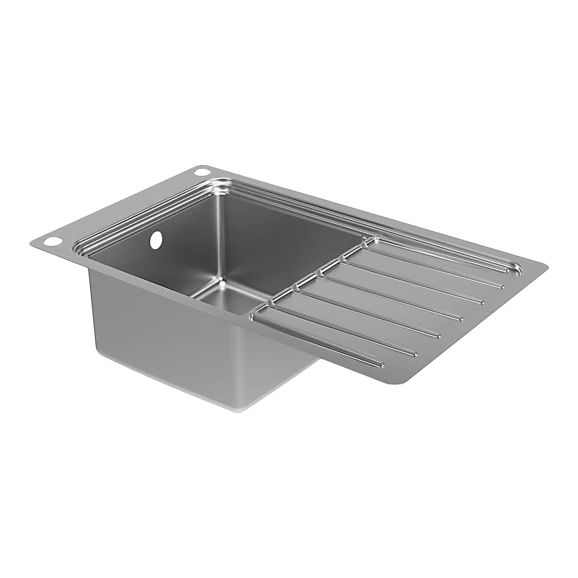 GoodHome Romesco Brushed Stainless steel 1 Bowl Sink & drainer With full drainer 510mm x 880mm