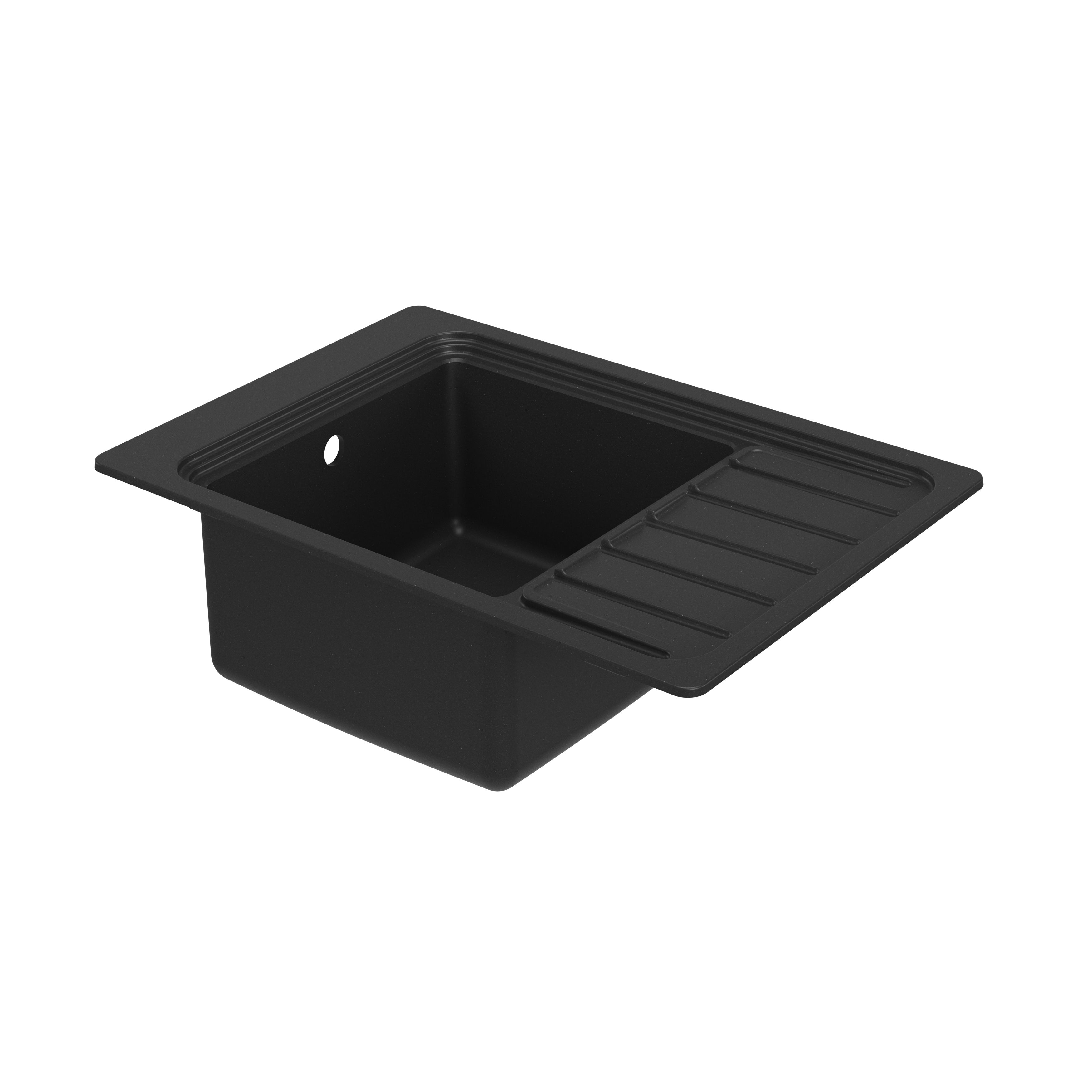 GoodHome Romesco Matt black Composite quartz 1 Bowl Sink & drainer 516mm x 773mm