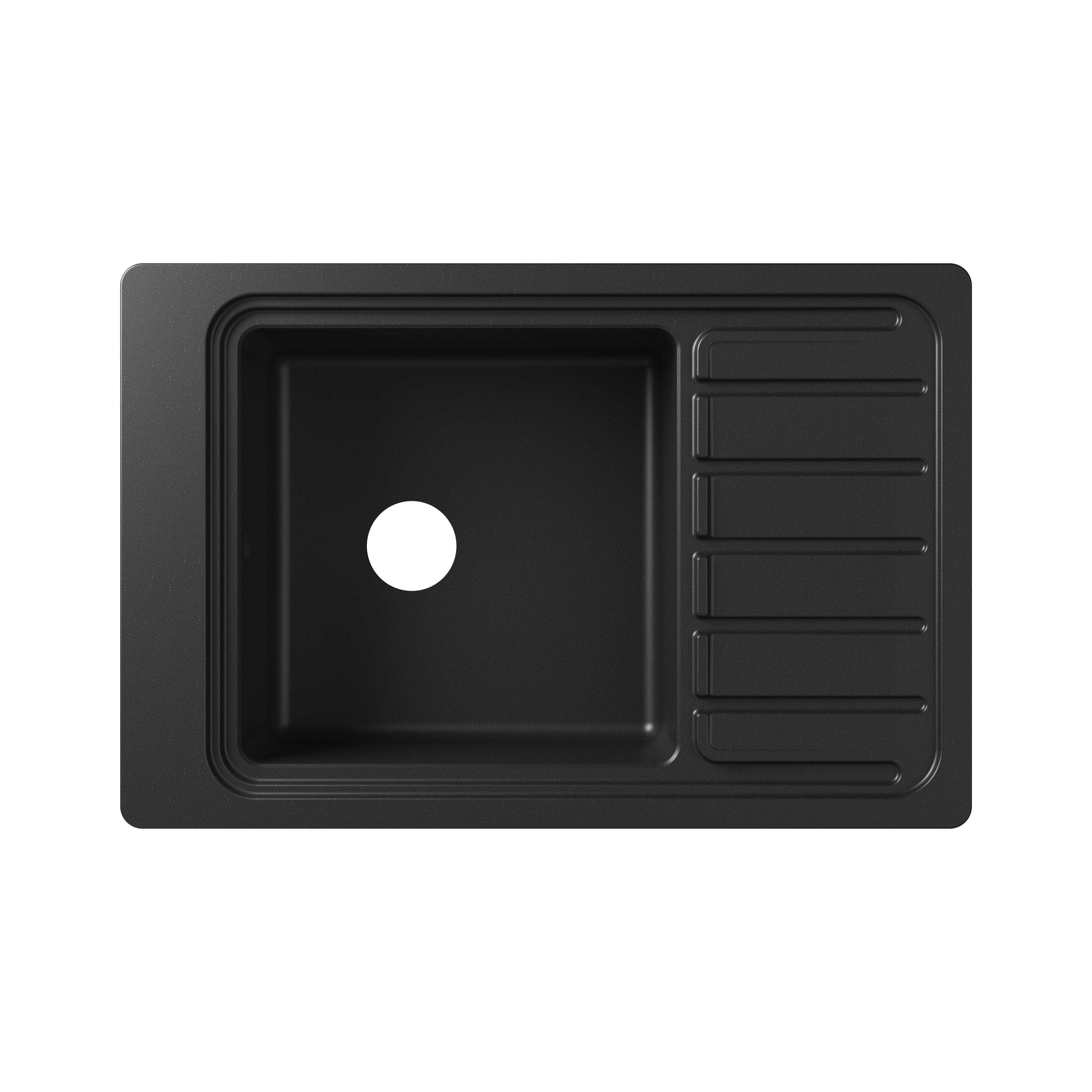 GoodHome Romesco Matt black Composite quartz 1 Bowl Sink & drainer 516mm x 773mm
