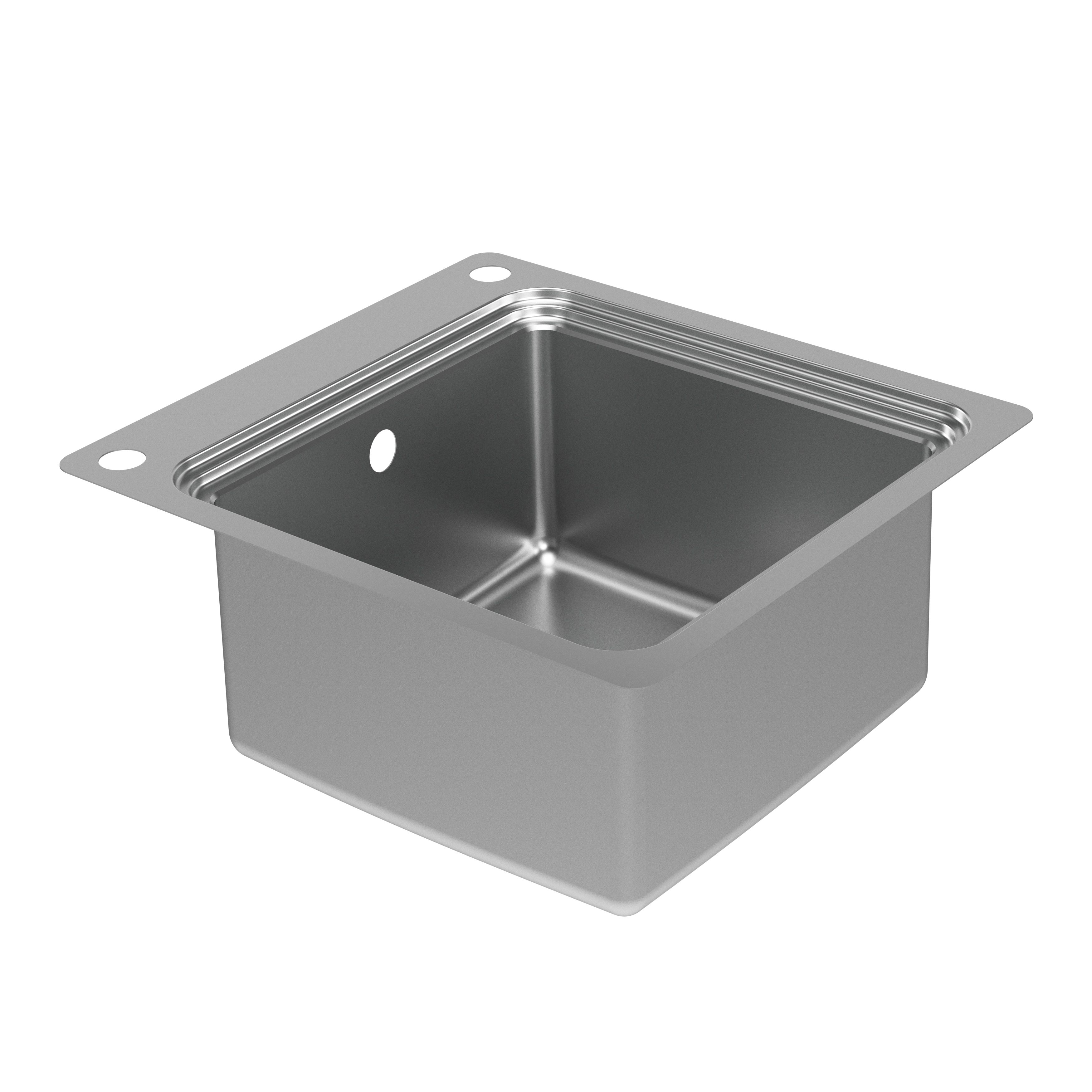 GoodHome Romesco Metallic effect Stainless steel 1 Bowl Kitchen sink 510mm x 560mm