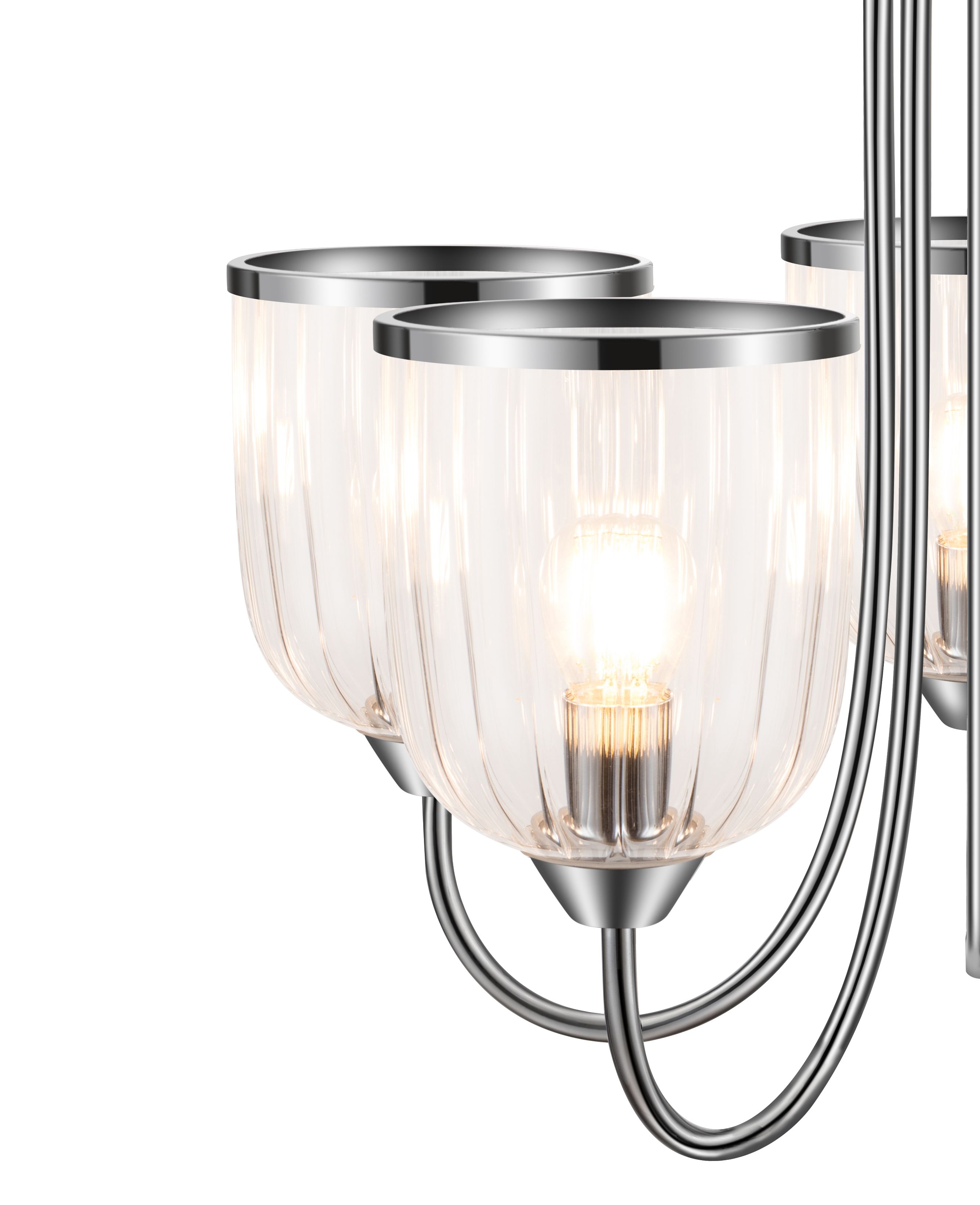 GoodHome Round Glass & metal Clear Chrome effect 5 Lamp LED Ceiling light