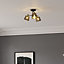 GoodHome Round Matt Metal Black Antique brass effect 3 Lamp LED Ceiling light