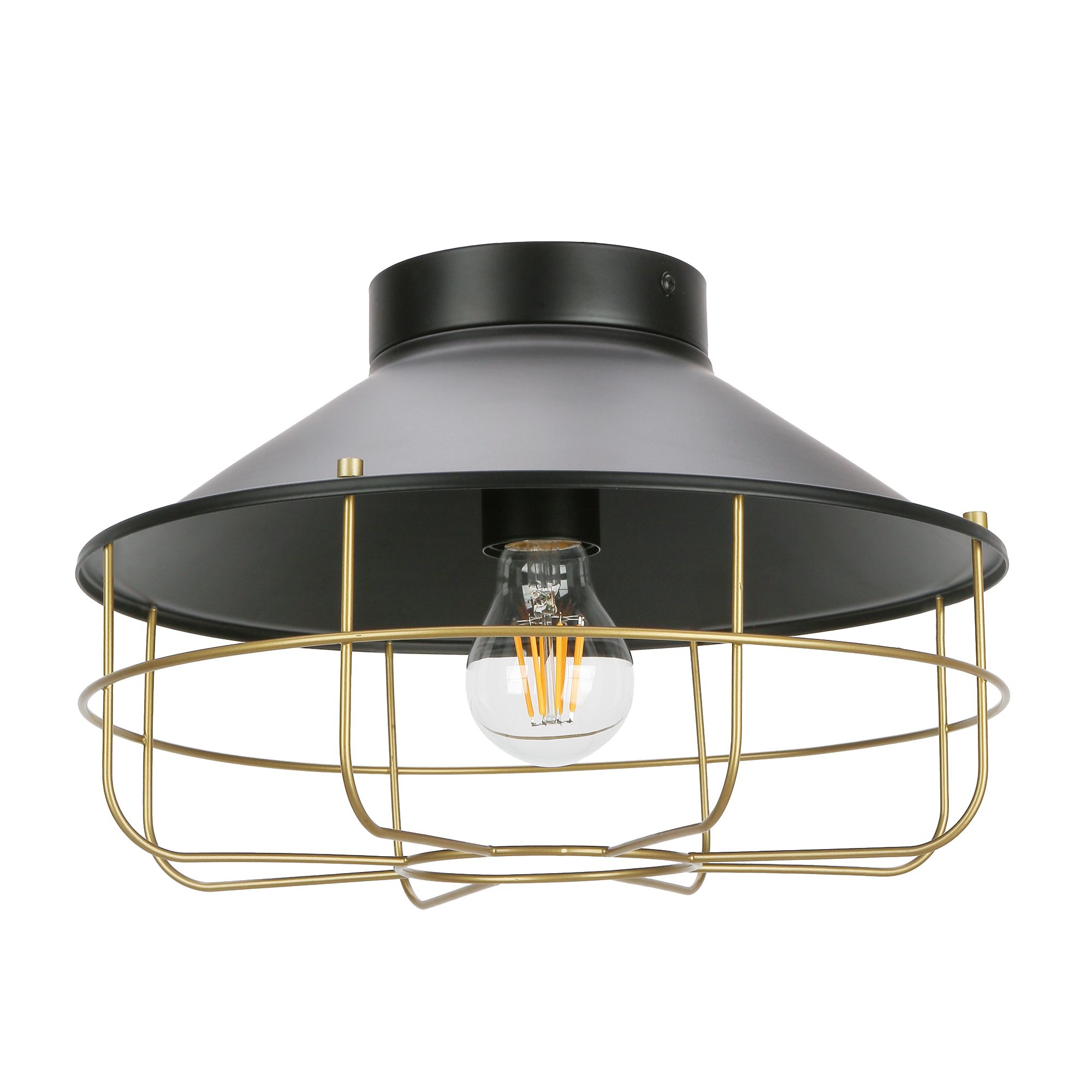 GoodHome Round Matt Metal Black Ceiling light