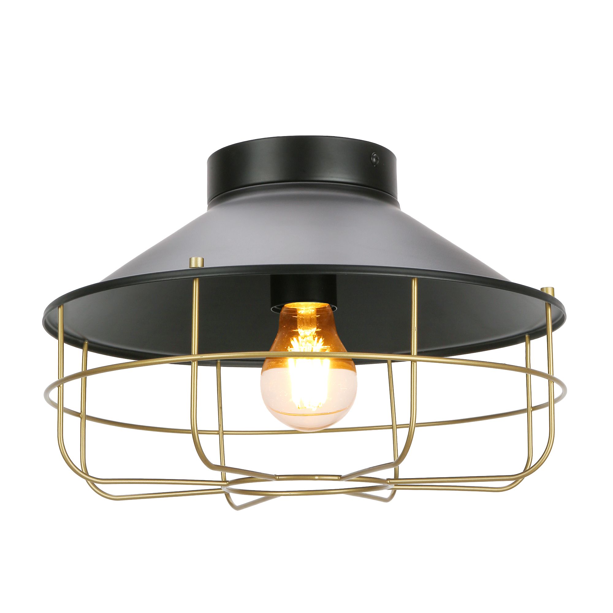 GoodHome Round Matt Metal Black Ceiling light