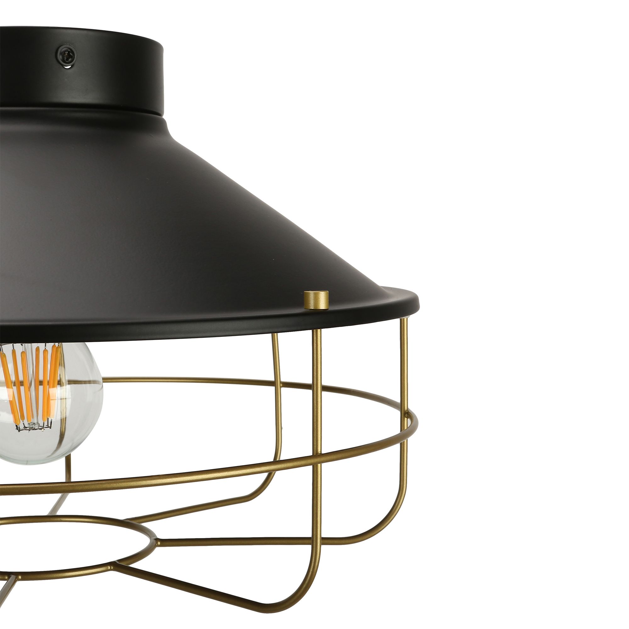GoodHome Round Matt Metal Black Ceiling light