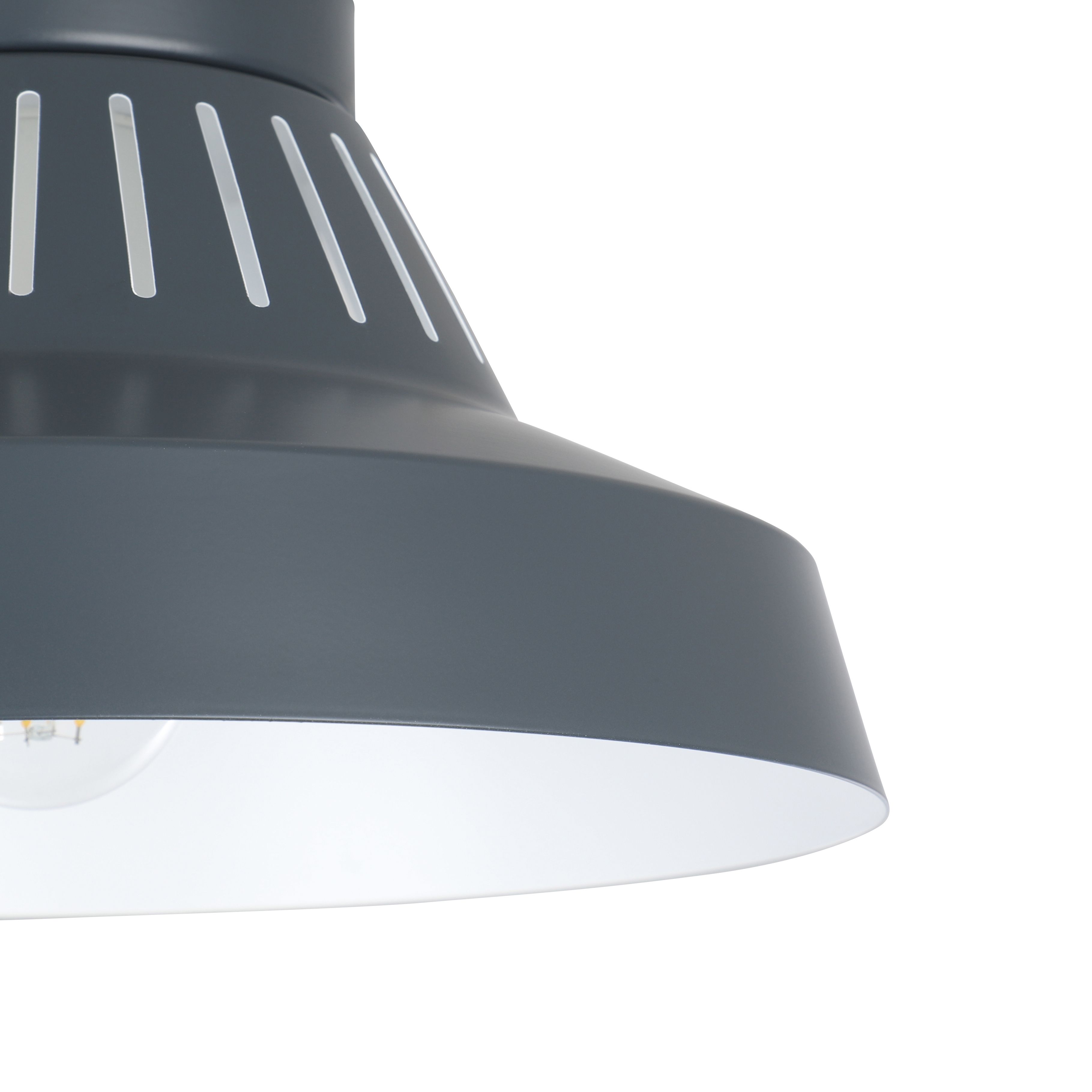 GoodHome Round Matt Metal Grey Ceiling light