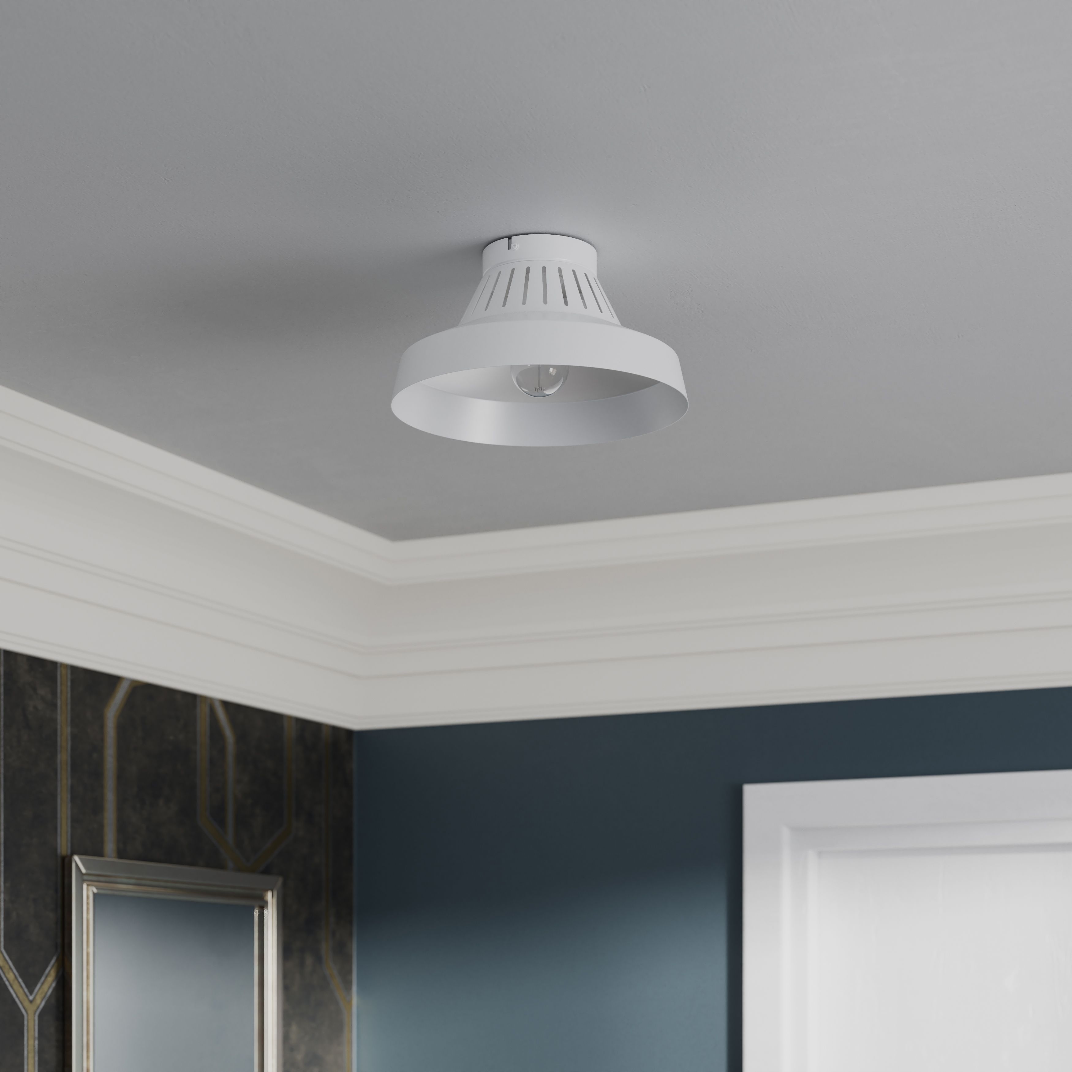 GoodHome Round Matt Metal White Ceiling light