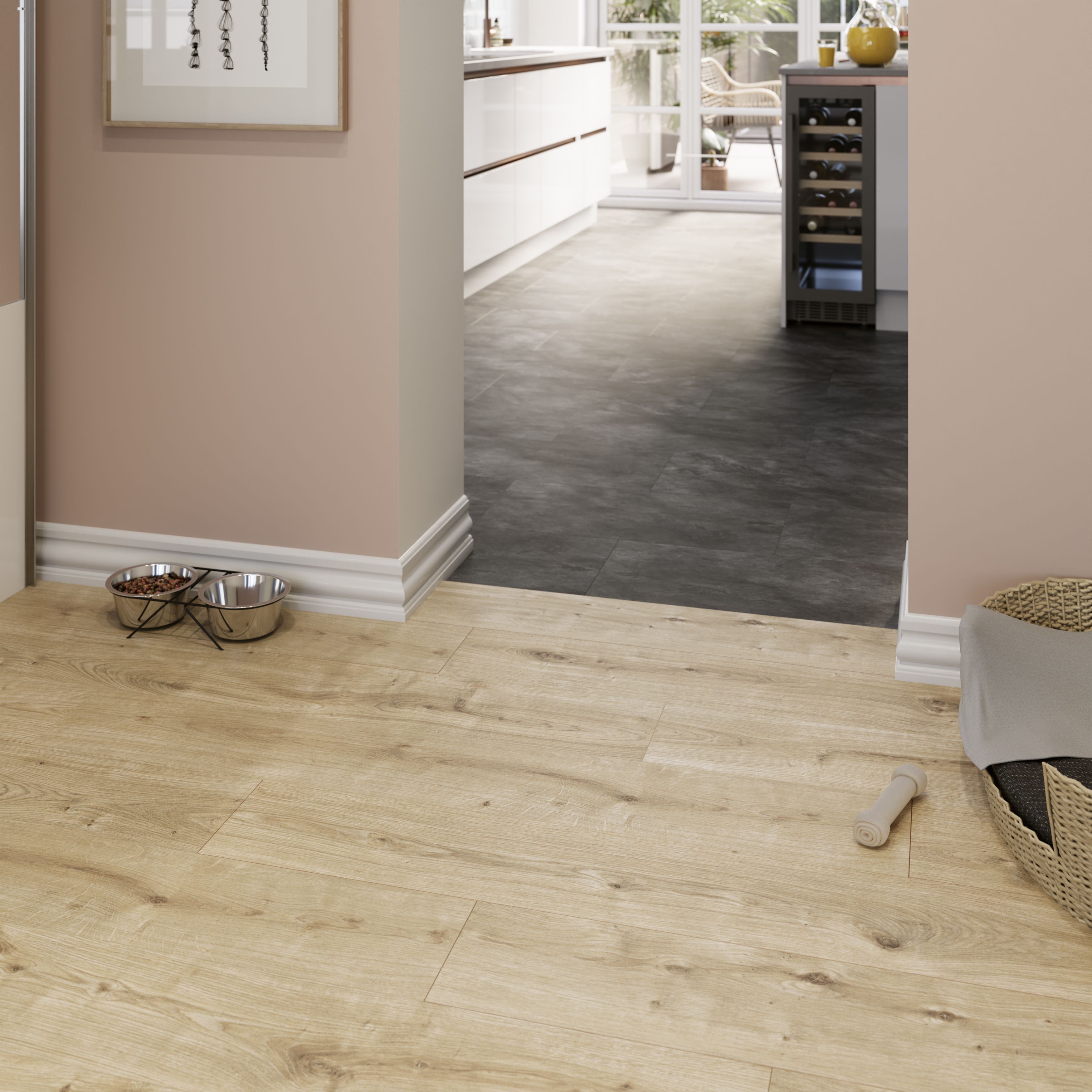 GoodHome Rowley Wood effect Laminate Flooring Sample