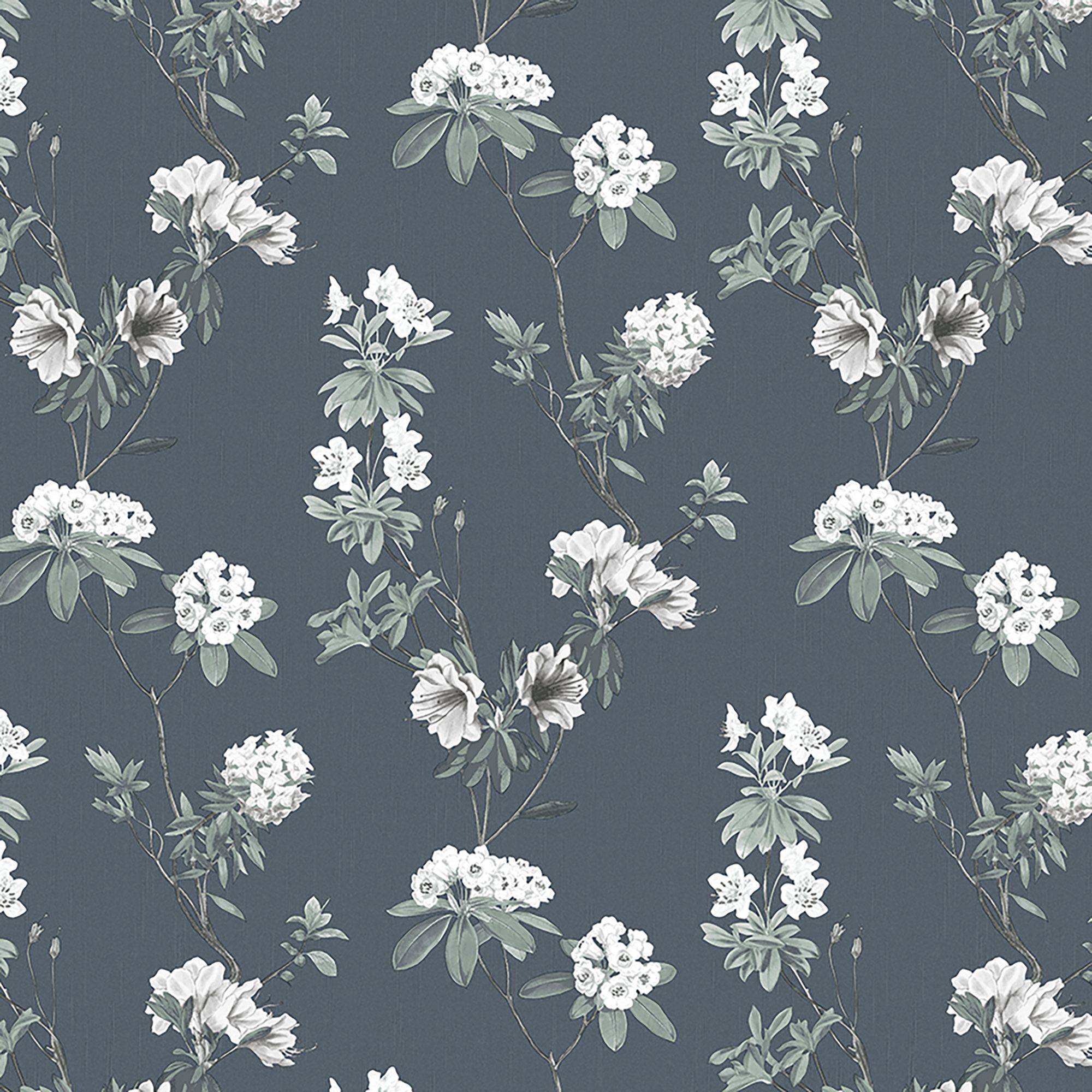 GoodHome Rubin Dark grey Floral Textured Wallpaper