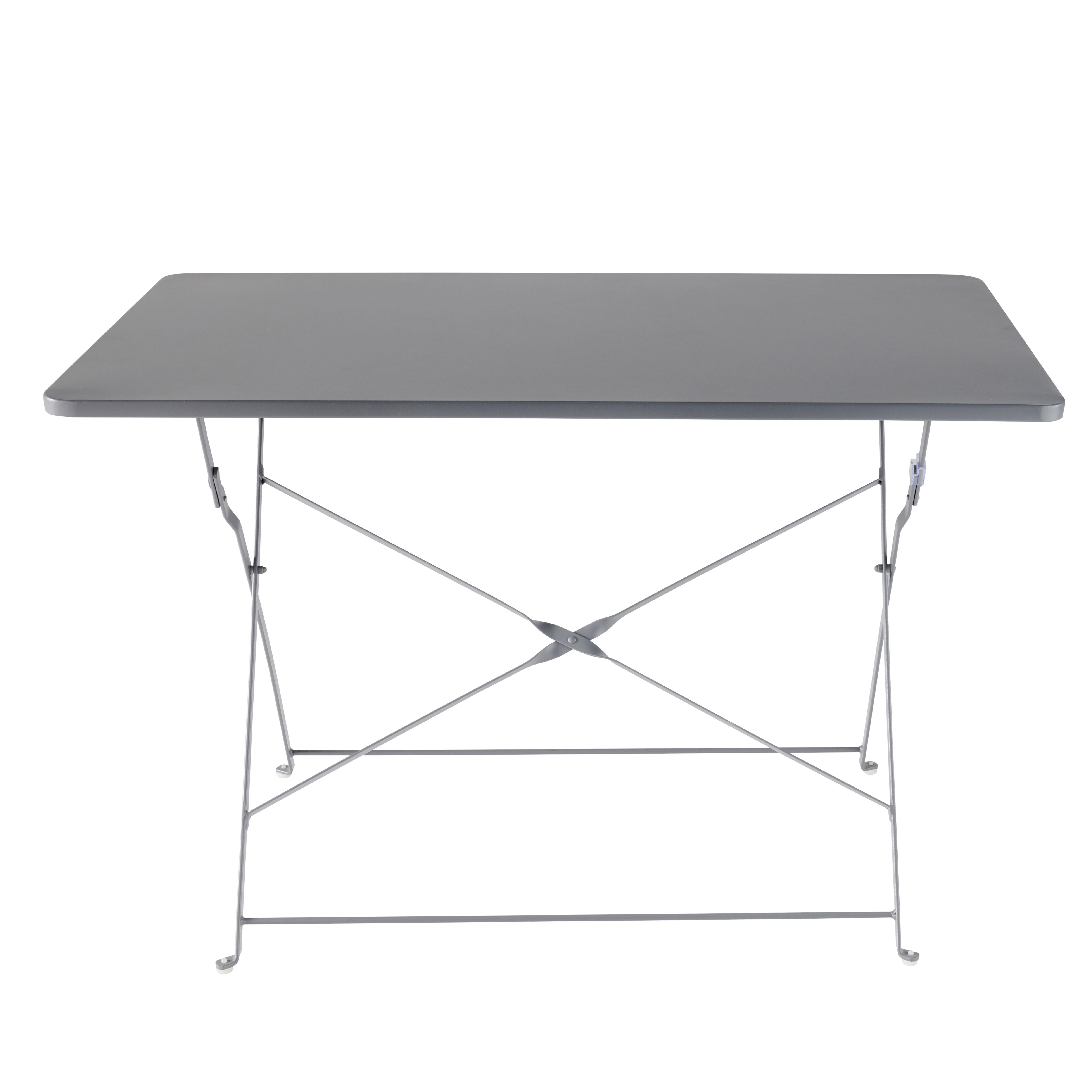 GoodHome Saba Steel grey Metal Foldable 4 seater Rectangular Table