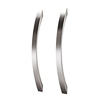 GoodHome Sabaku Brushed Silver Nickel effect Bow Kitchen cabinets Handle (L)260mm, Pack of 2