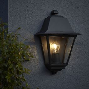 GoodHome Sagwon Fixed Matt Black Mains-powered Outdoor Half wall light