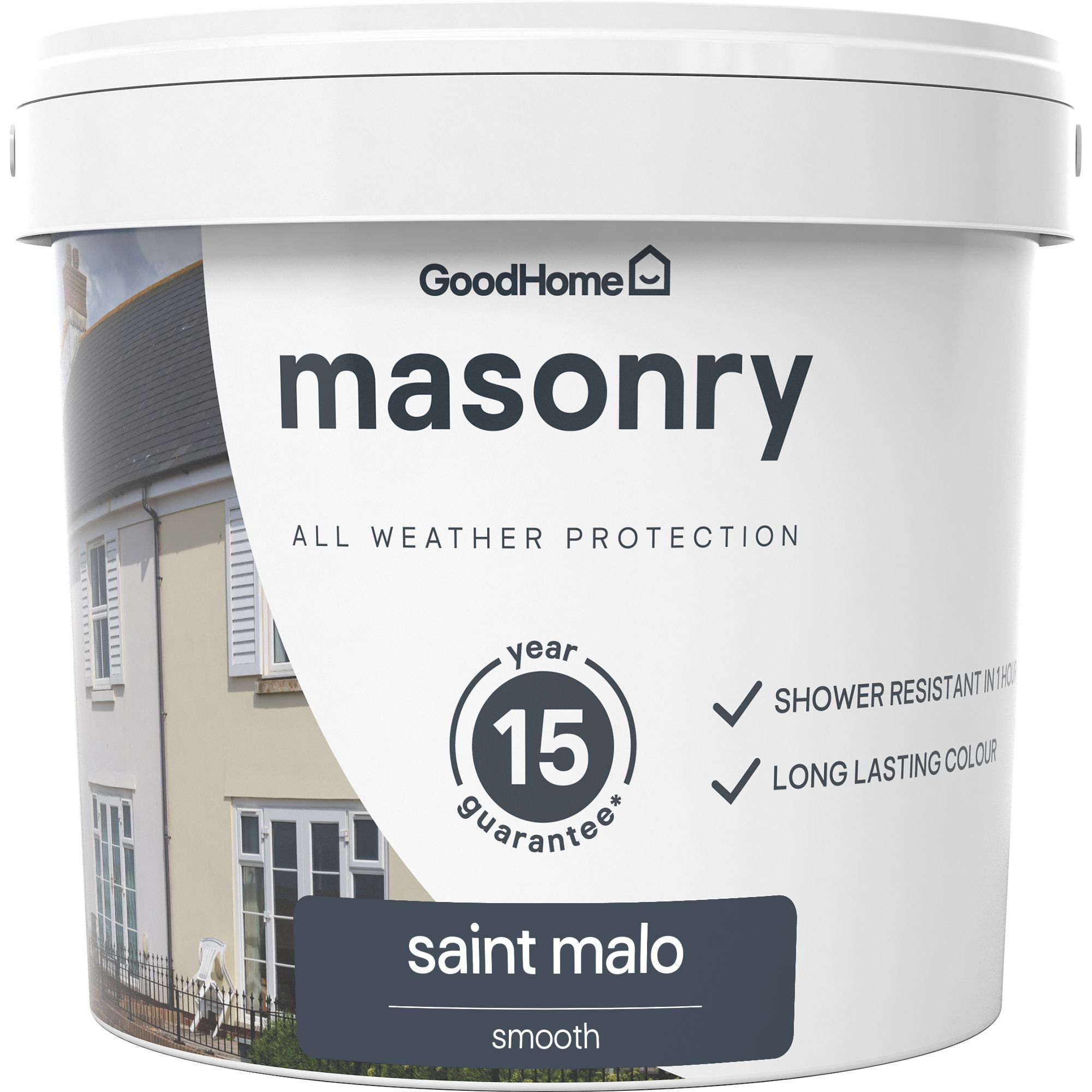 GoodHome Saint Malo Smooth Matt Masonry paint, 5L Tub
