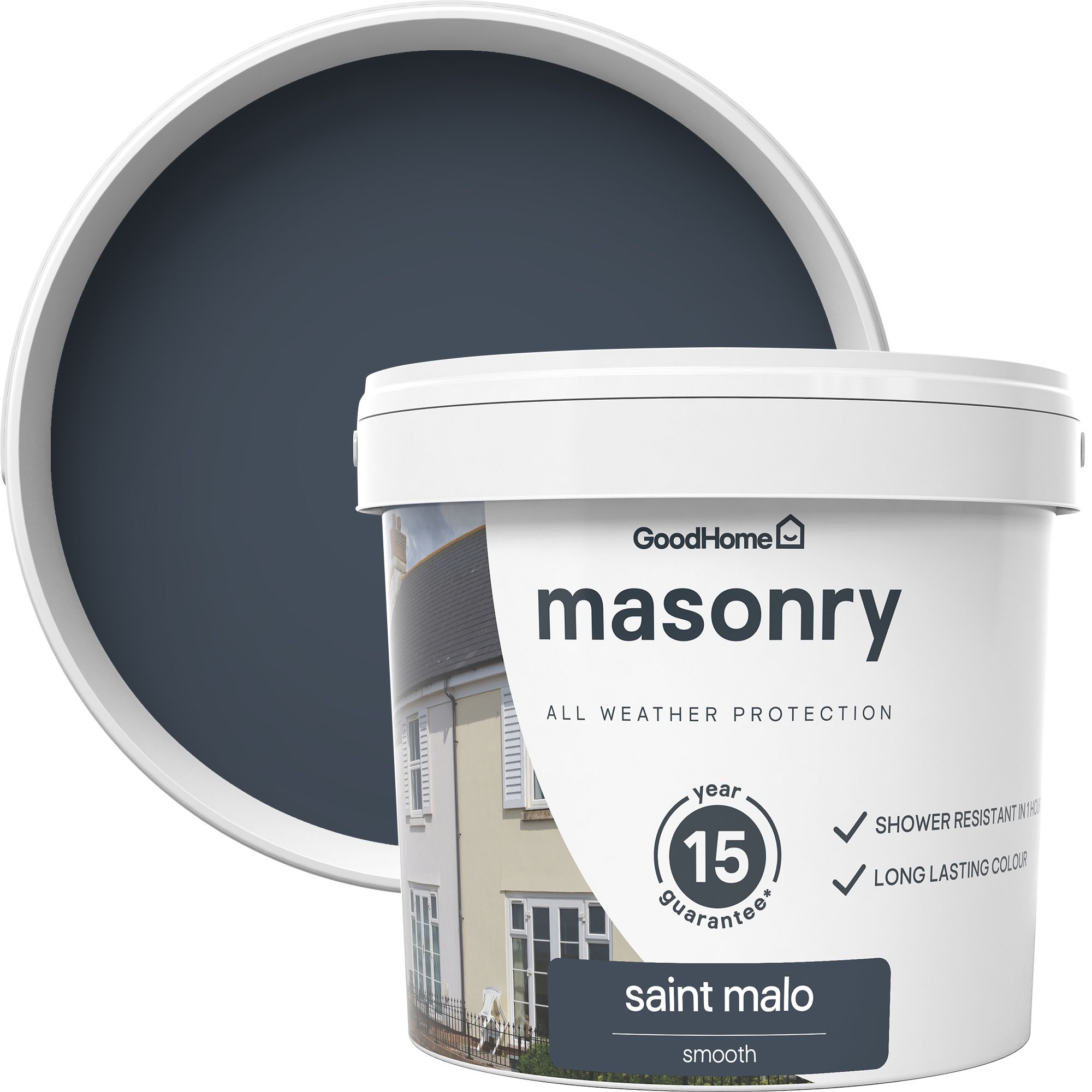 GoodHome Saint Malo Smooth Matt Masonry paint, 5L Tub