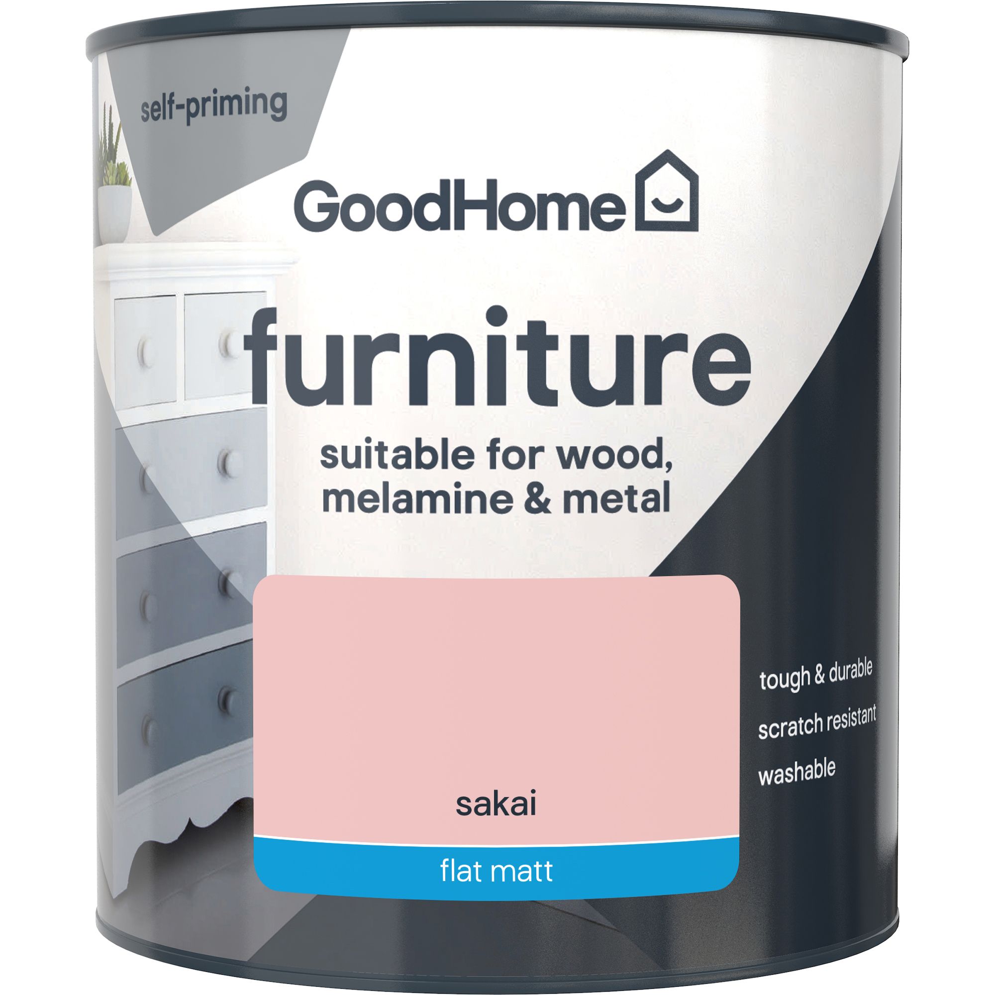 GoodHome Sakai Flat matt Furniture paint, 500ml