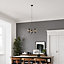GoodHome Salford Round Black Chrome effect 3 Lamp LED Pendant ceiling light, (Dia)470mm